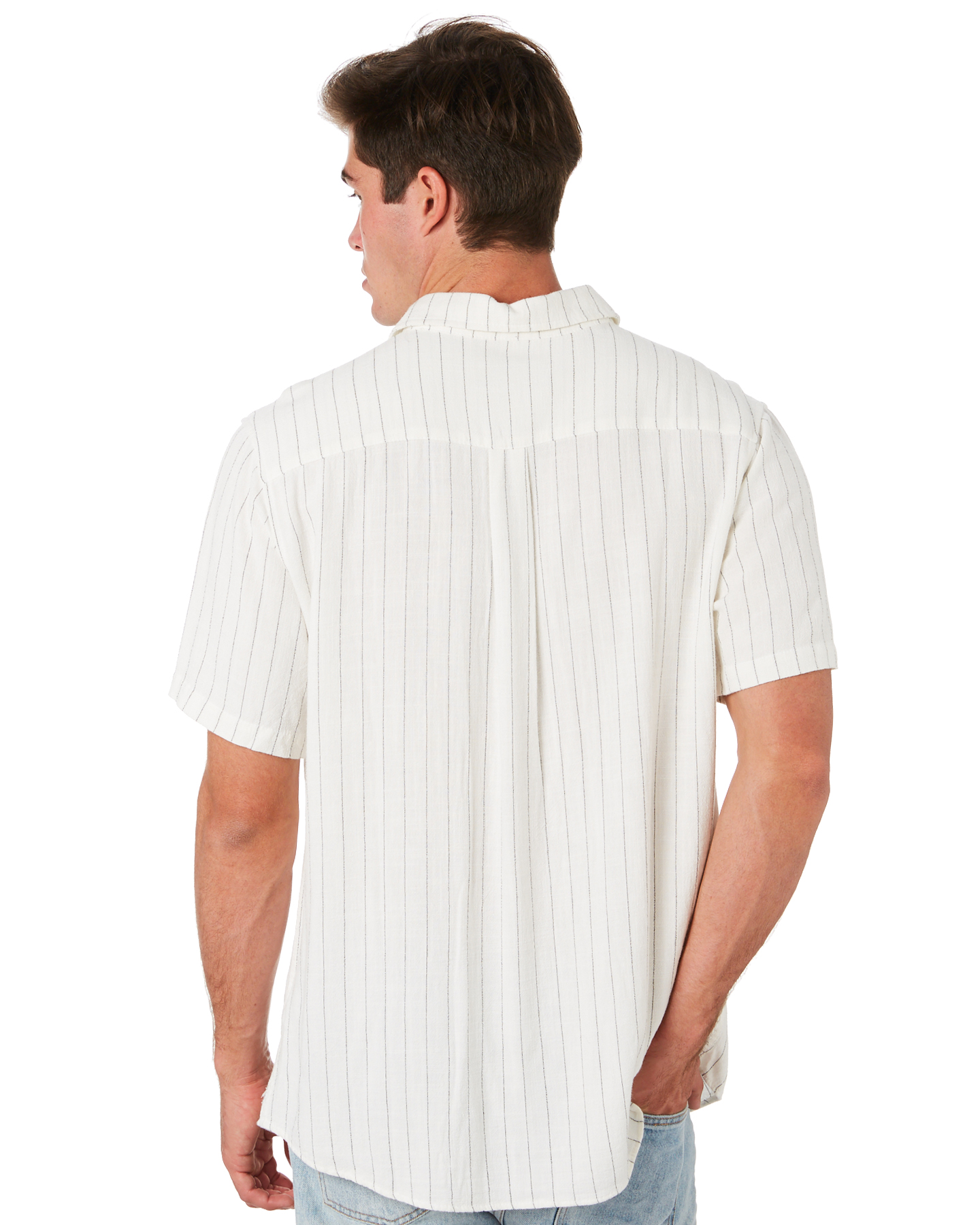 Rusty Pinnie Linen Mens Ss Shirt - White | SurfStitch