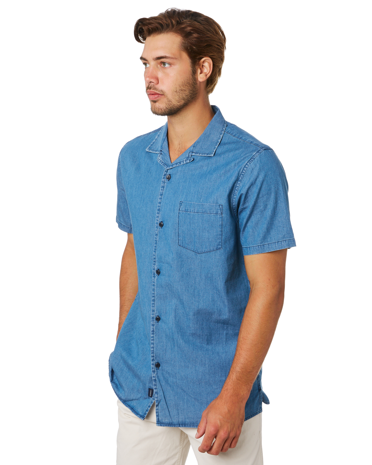 Academy Brand Danny Mens Ss Shirt - Light Indigo | SurfStitch