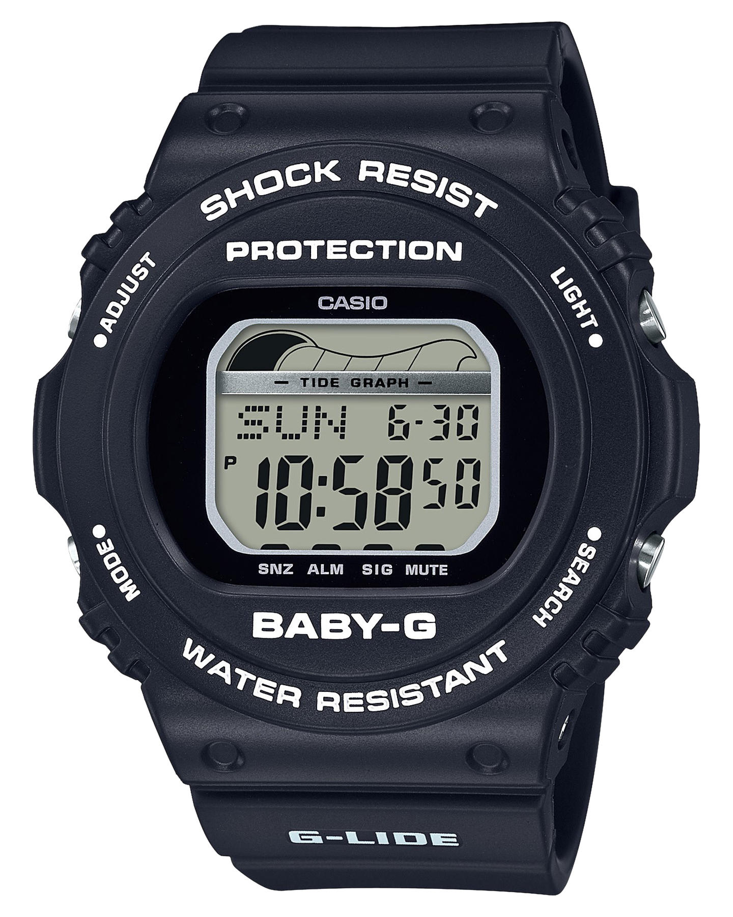 Baby G Blx5701D GLide 90S Surf Tide Graph Watch Black SurfStitch