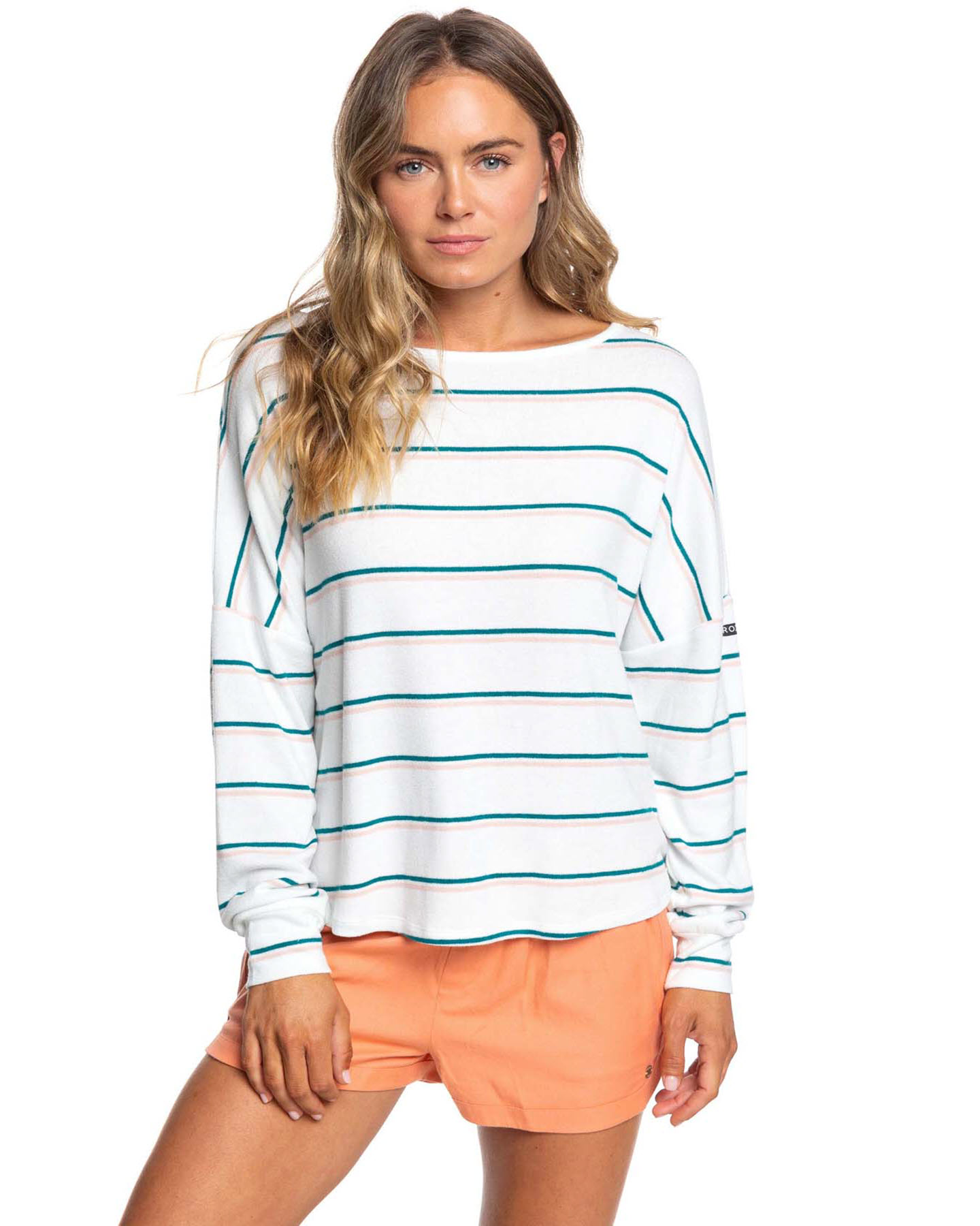  Roxy  Womens Holiday Everyday Stripe Long Sleeve T Shirt 