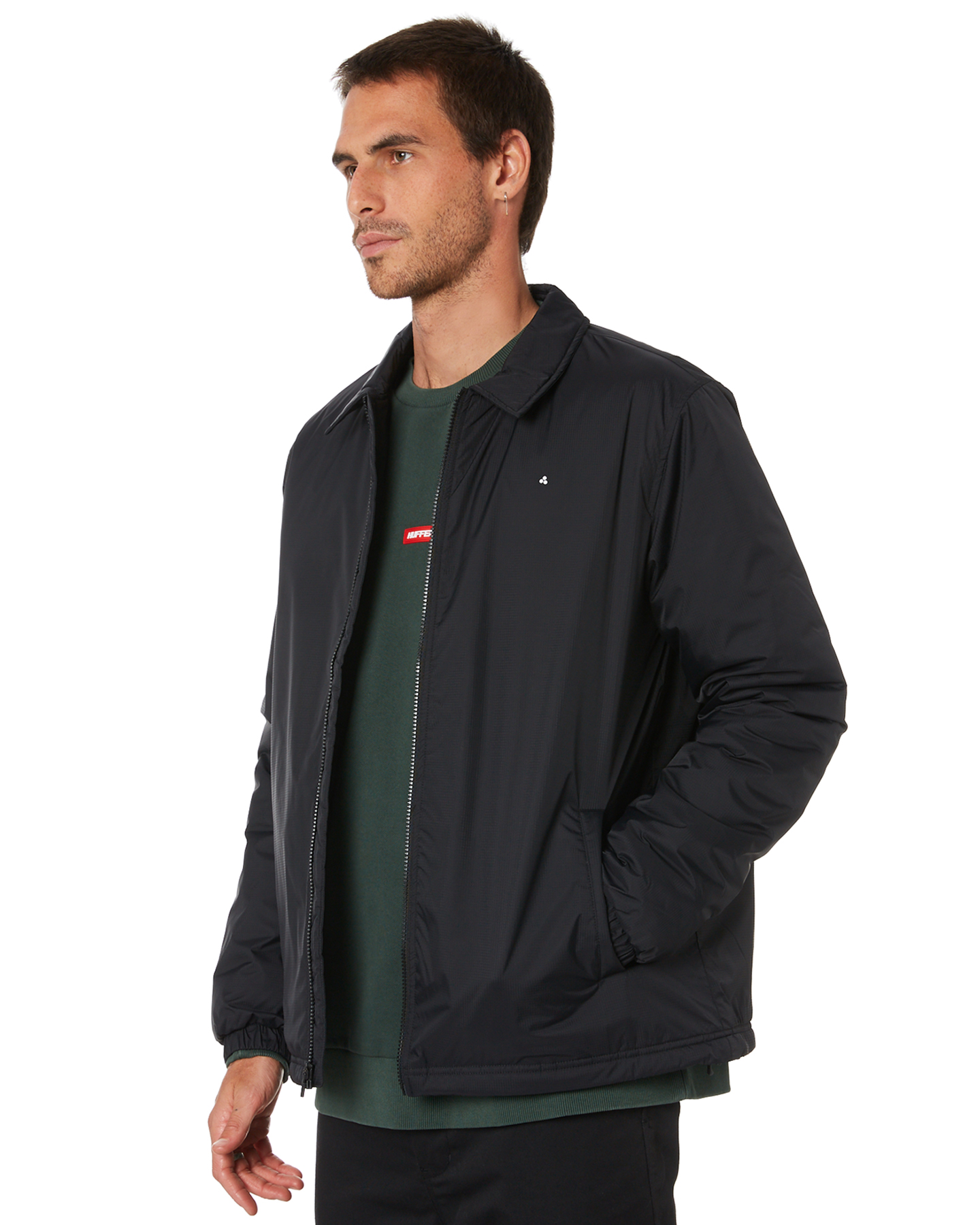 Huffer Quilted Coaches Mens Jacket - Black | SurfStitch