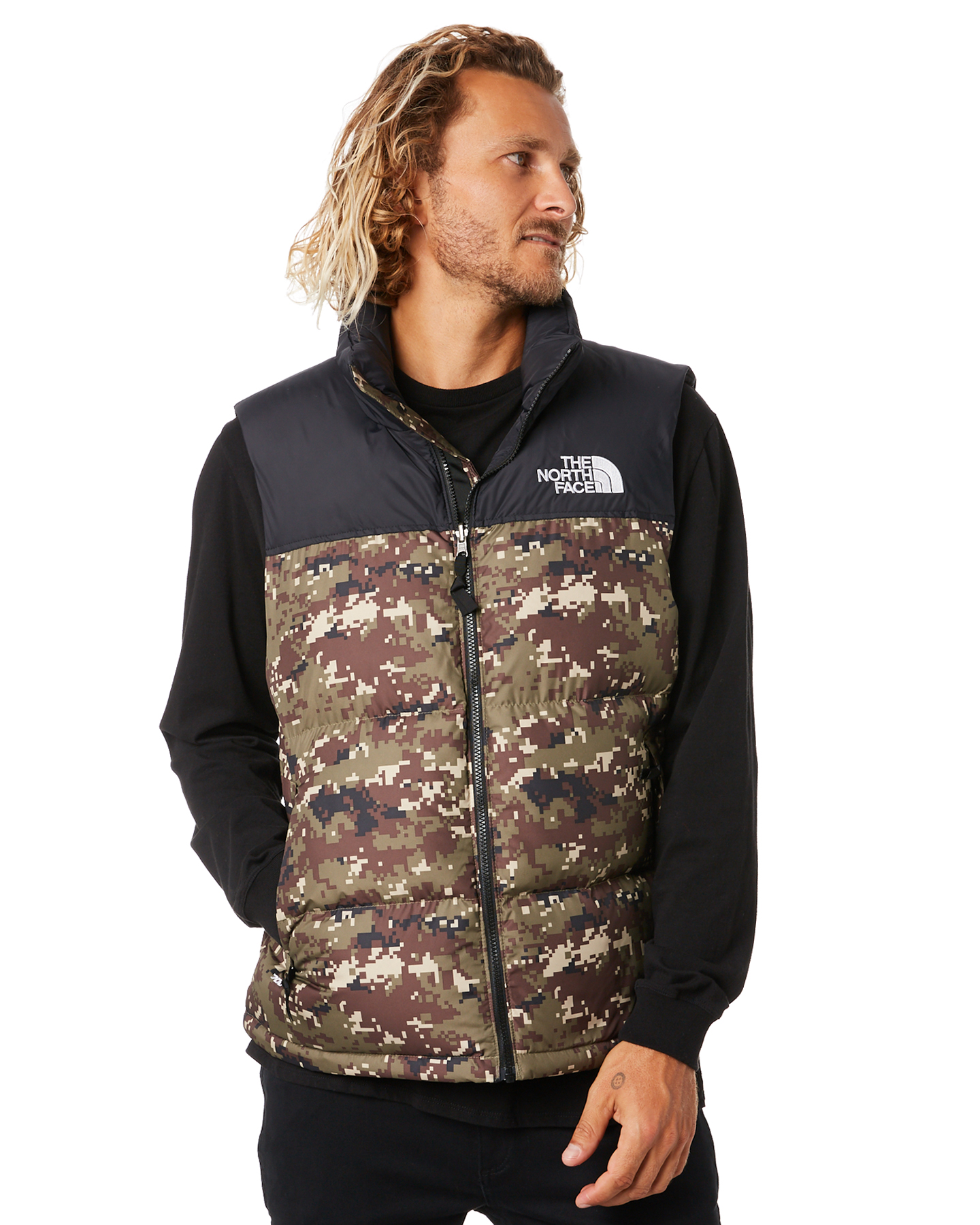 north face camo vest