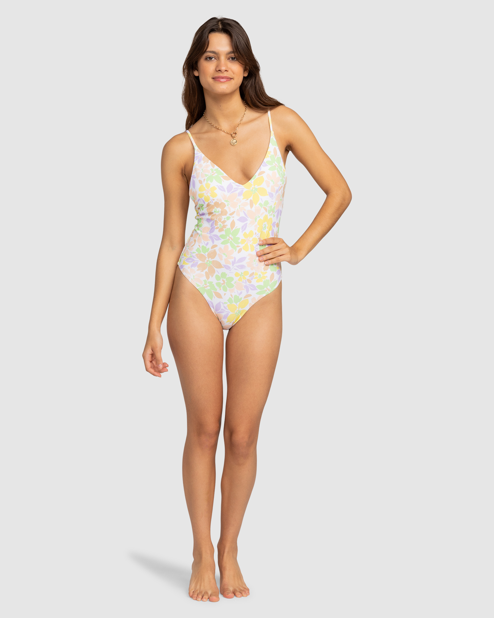 Roxy Ephemere - High Leg One-Piece Swimsuit For Women - White Ephemere