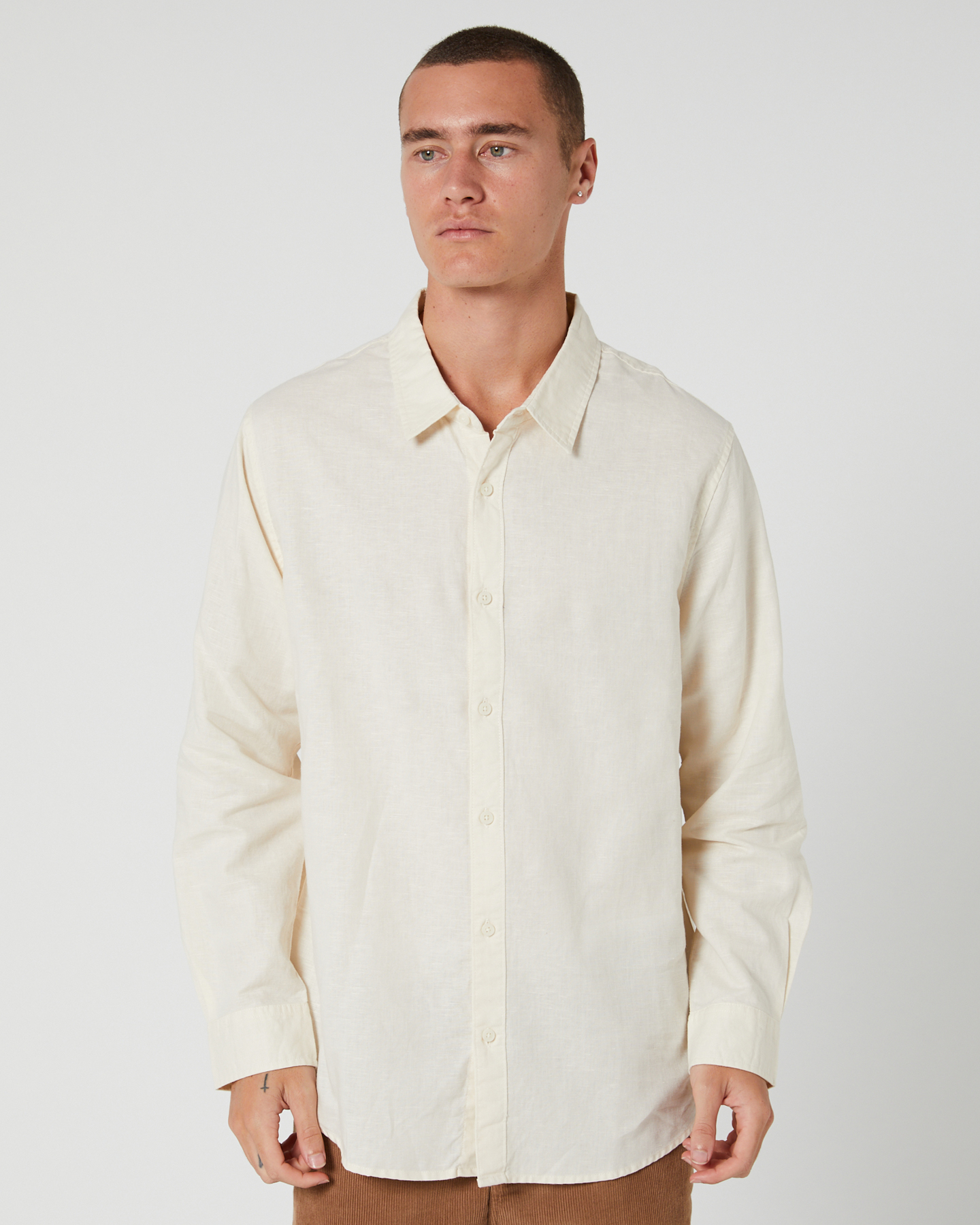 Swell Manila Ls Linen Shirt - Ivory | SurfStitch