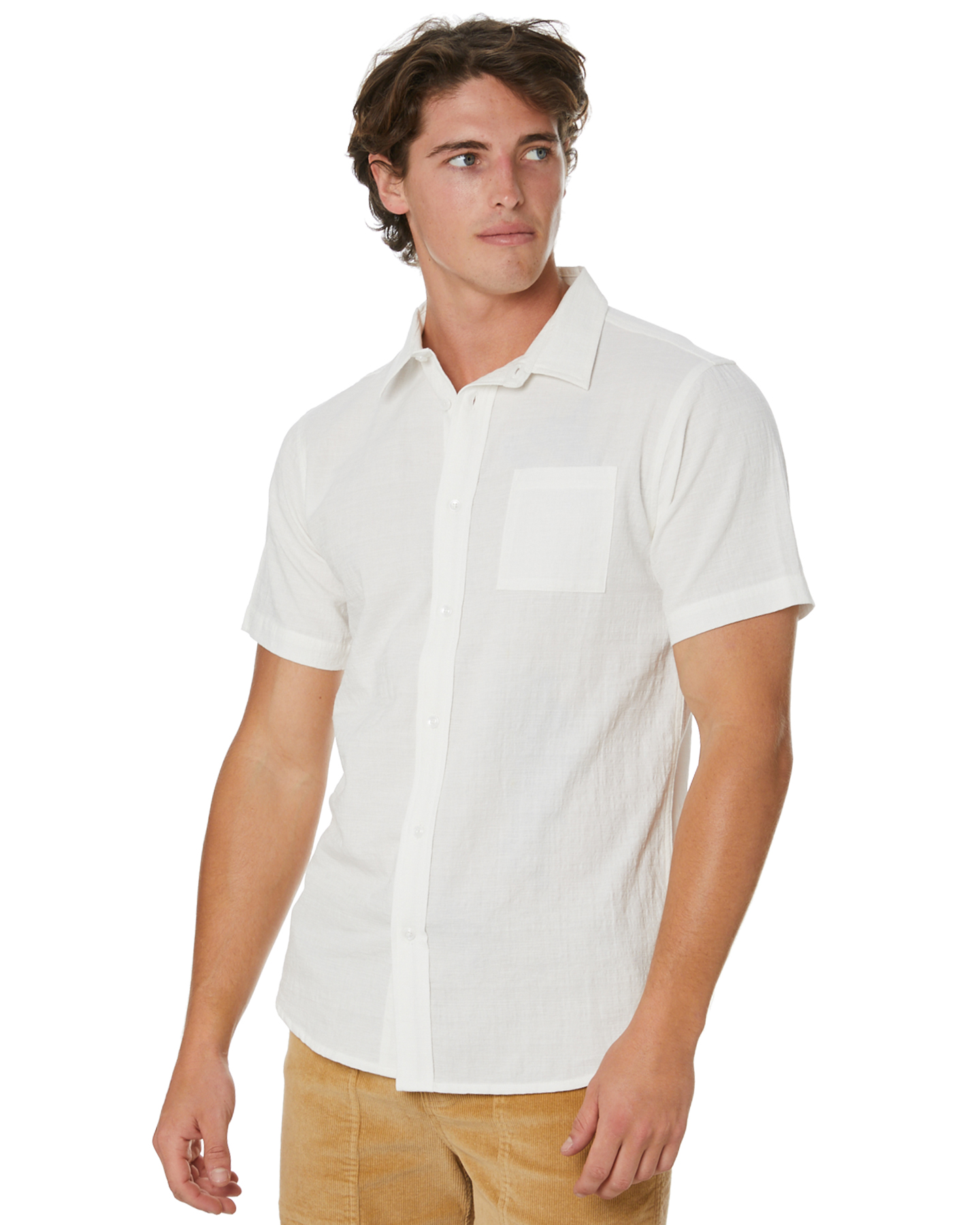 Stay Crushed Mens Ss Woven Shirt - White | SurfStitch