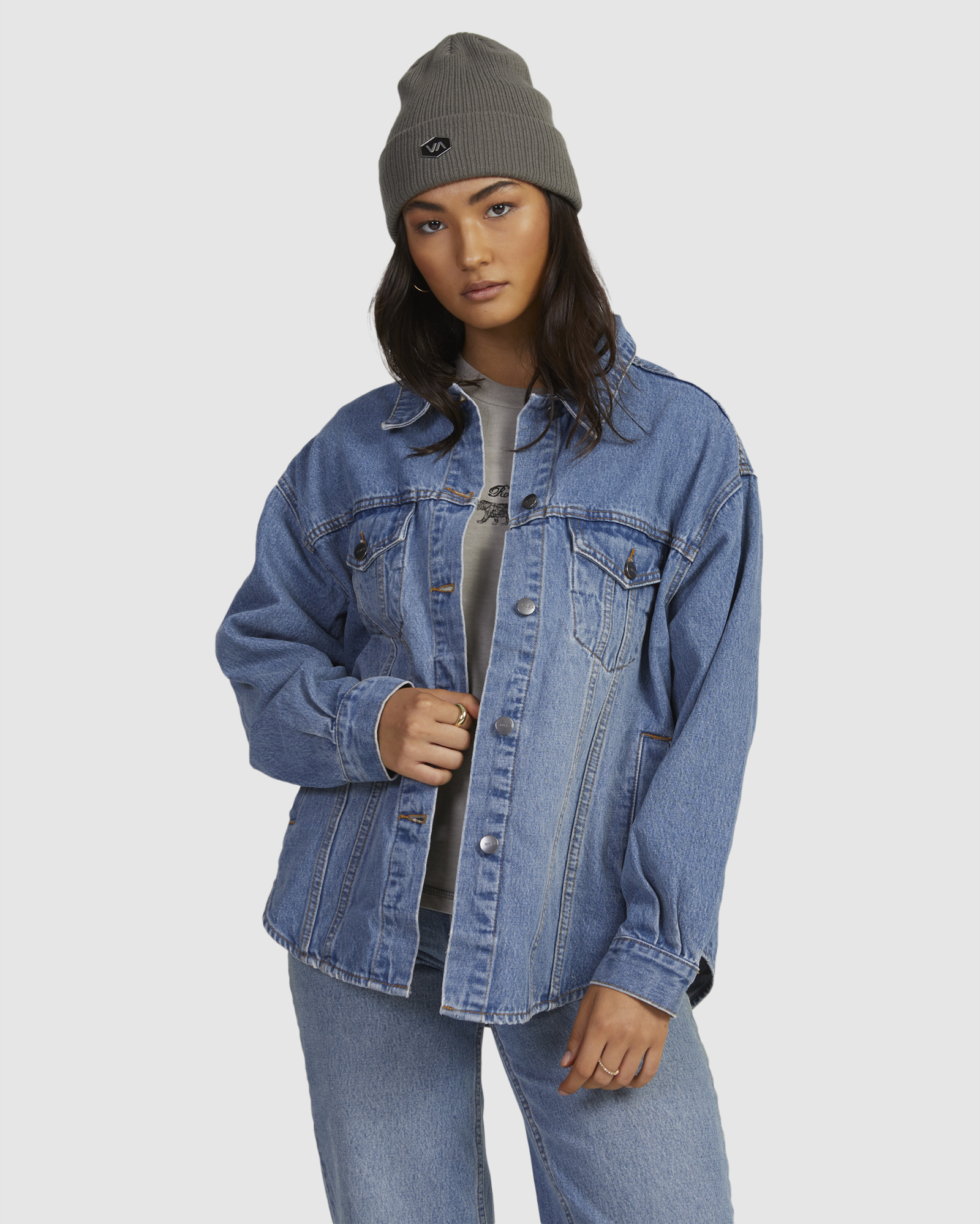 Rvca Indie Denim Shacket Vintage SurfStitch