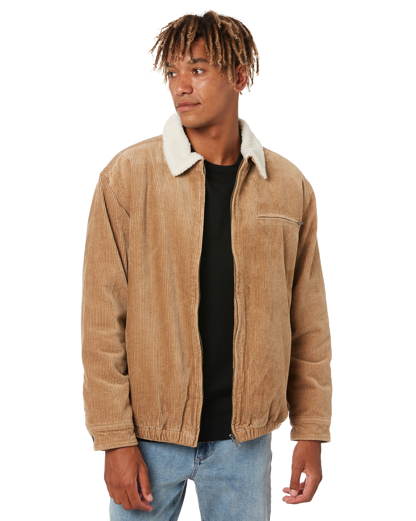 Rusty Coup Cord Mens Jacket - Latte | SurfStitch