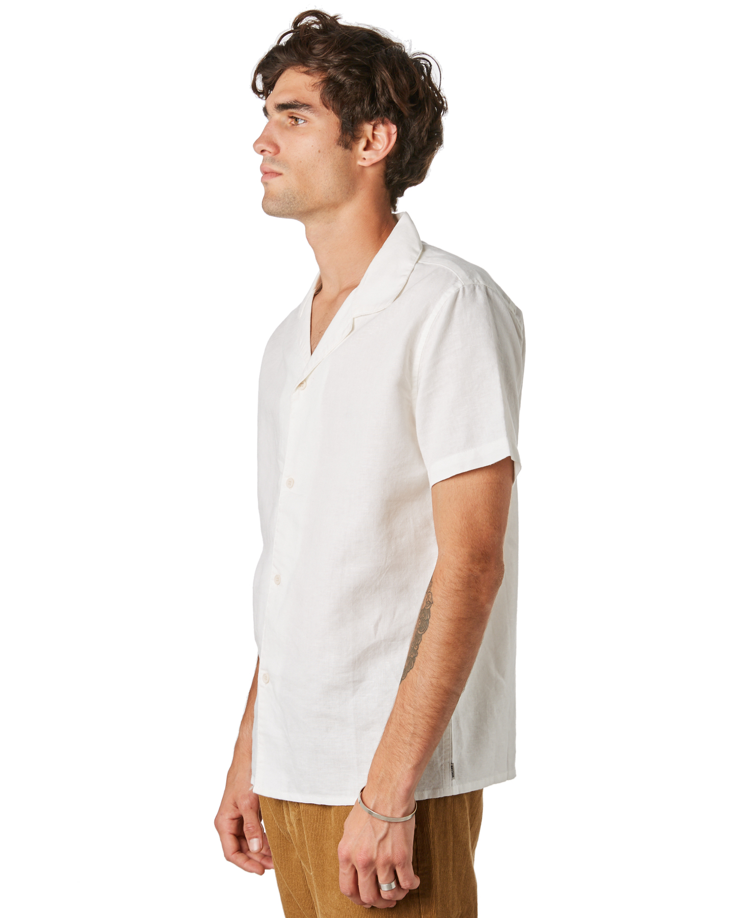 Rhythm Linen Cuban Mens Ss Shirt - Natural White | SurfStitch