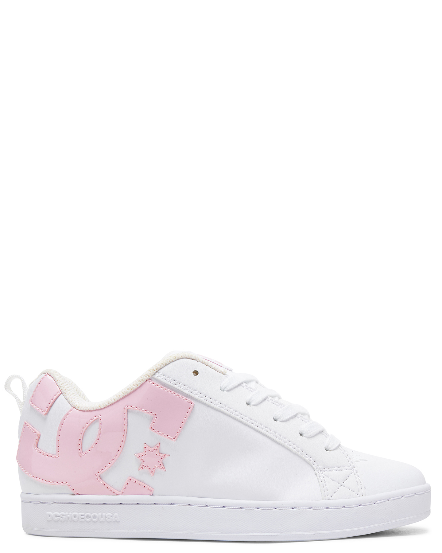 pink and white dc shoes