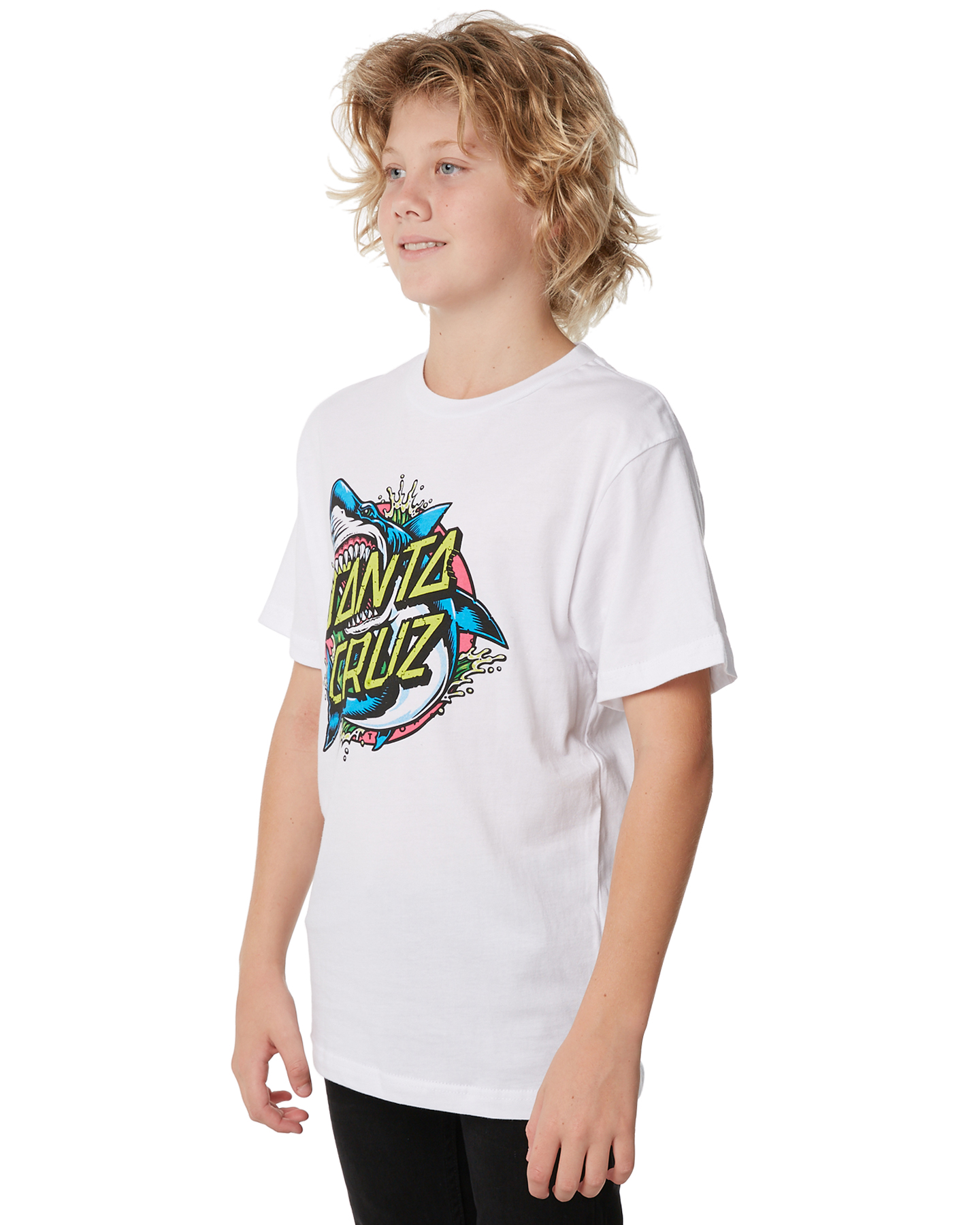 Santa Cruz Kids Boys Shark Dot Tee - White | SurfStitch