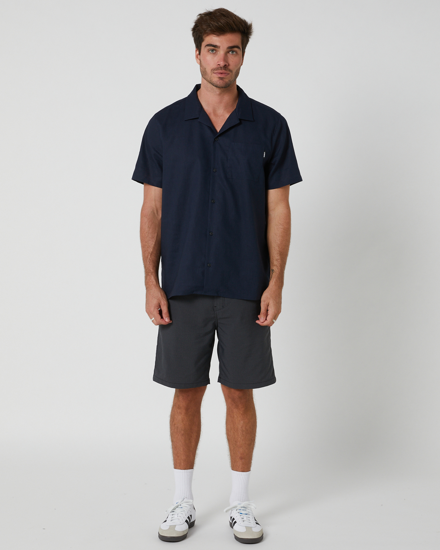 Hurley Camp Texture Ss Shirt - Indigo | SurfStitch