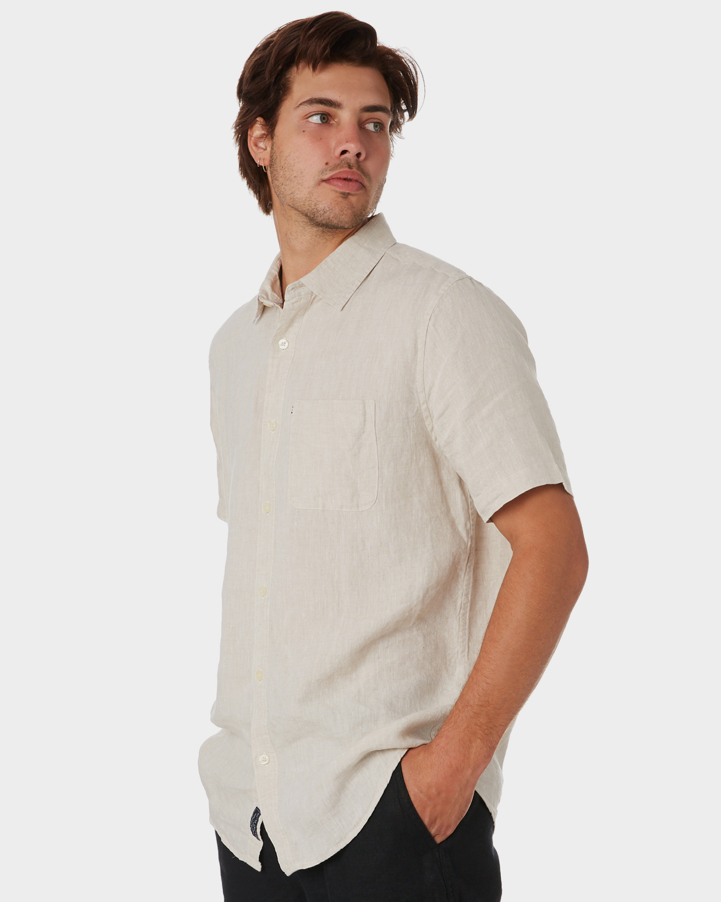 Academy Brand Hampton Linen Ss Mens Shirt - Oatmeal | SurfStitch