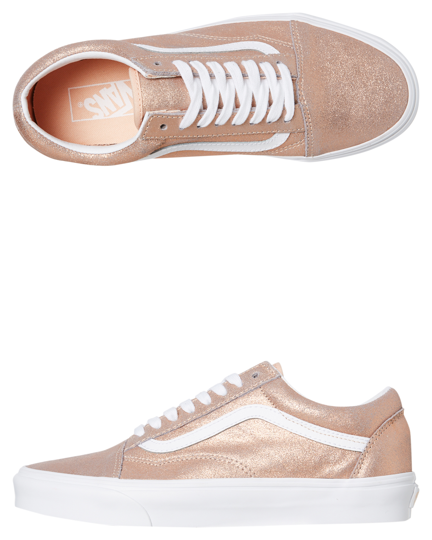 rose gold slip on vans womens