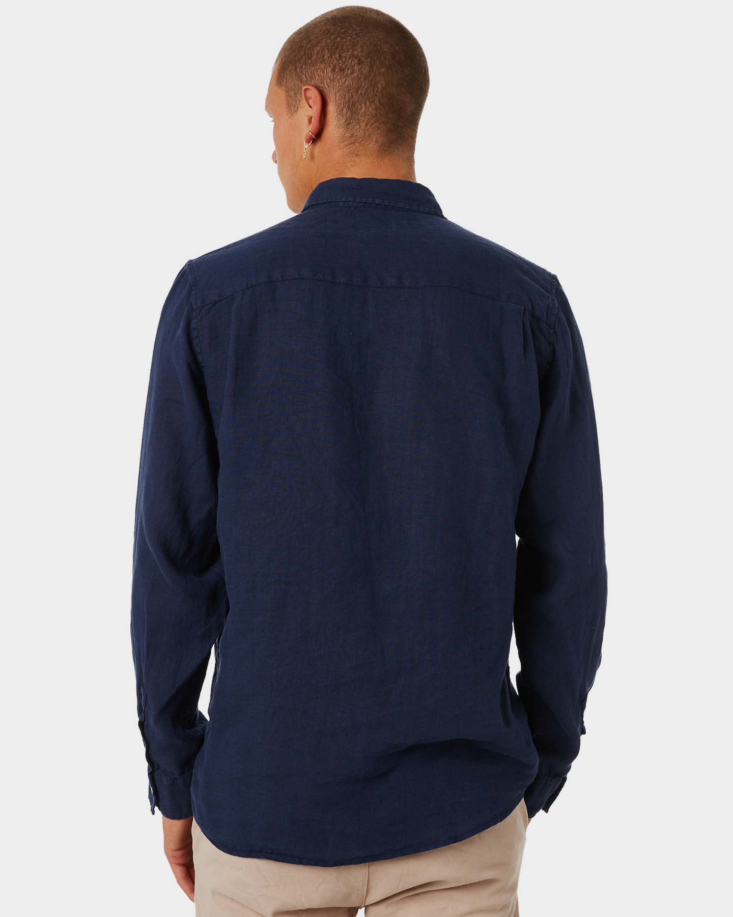 Academy Brand Hampton Linen Ls Mens Shirt - Navy | SurfStitch