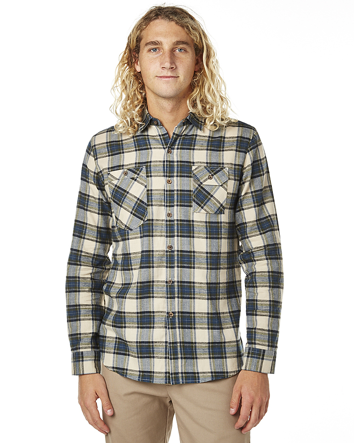 Vanishing Elephant Sunday Ls Mens Shirt - Olive Blue | SurfStitch