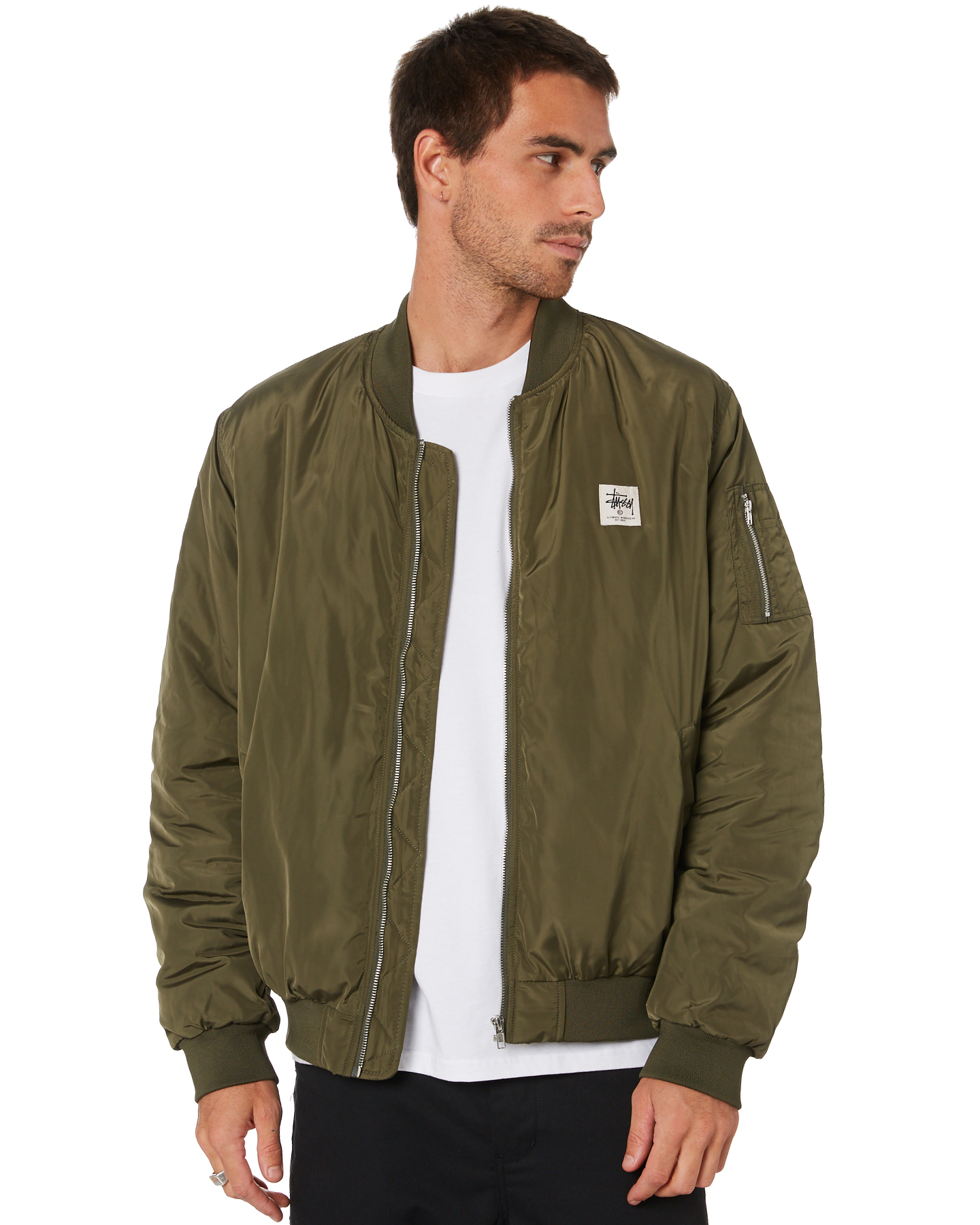 Stussy Workwear Mens Bomber Jacket - Flight Green | SurfStitch