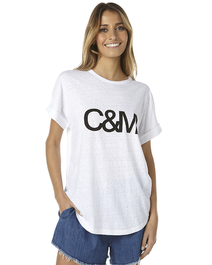 Camilla And Marc Huntington Logo Slub Womens Tee - White | SurfStitch