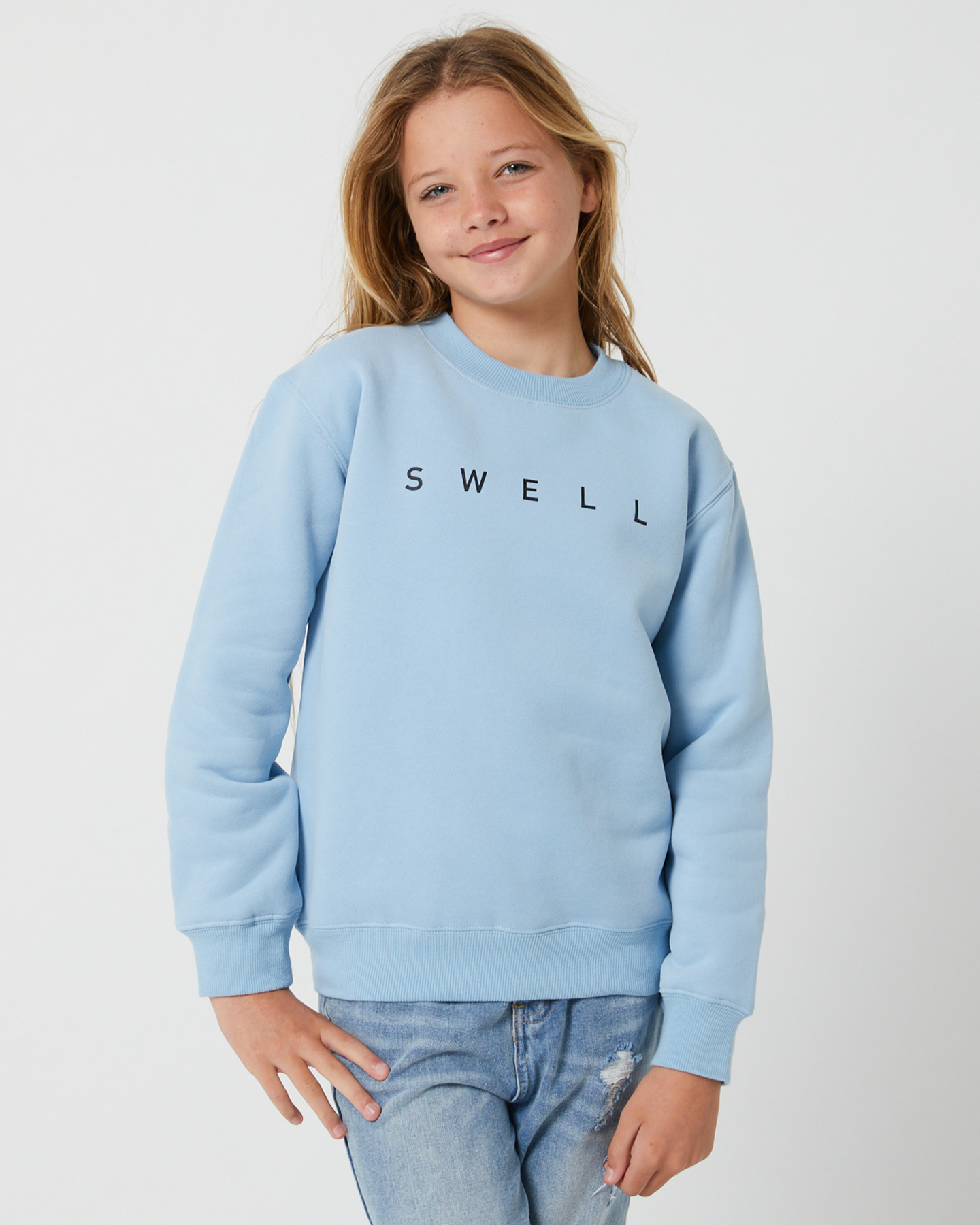 Swell Girls Fleece Crew Blue - Blue | SurfStitch