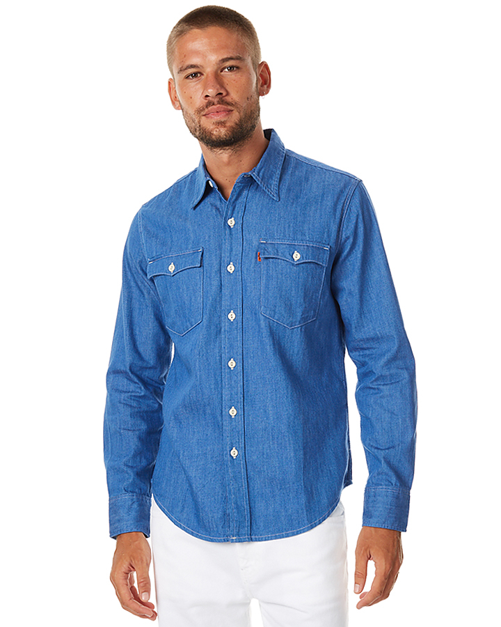 Levi`S Orange Tab Ls Mens Shirt - Baby Blue Denim | SurfStitch