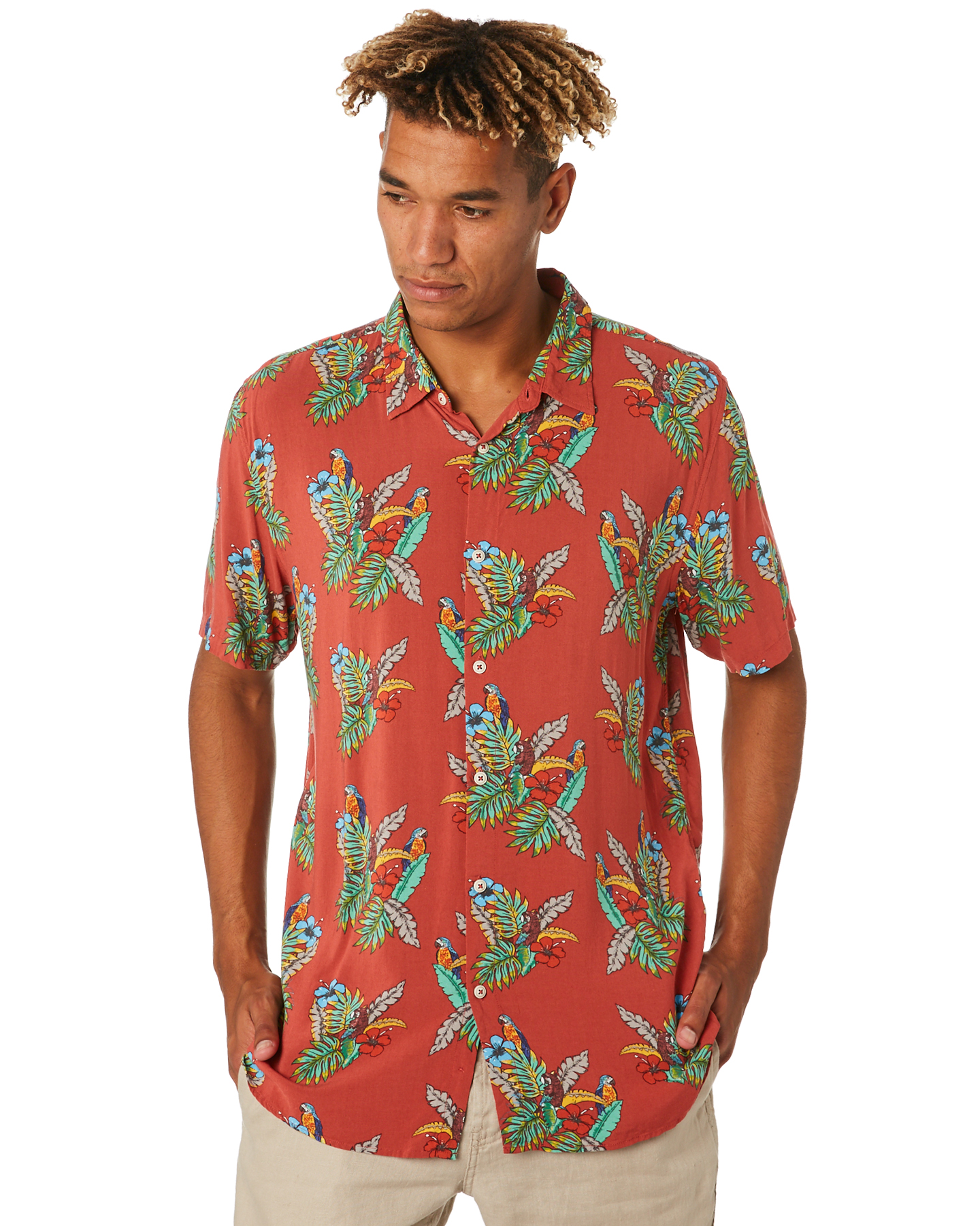 Barney Cools Holiday Mens Ss Shirt - Red Parrot | SurfStitch