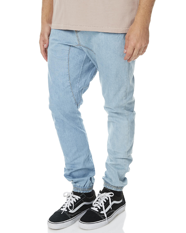 light blue denim joggers mens