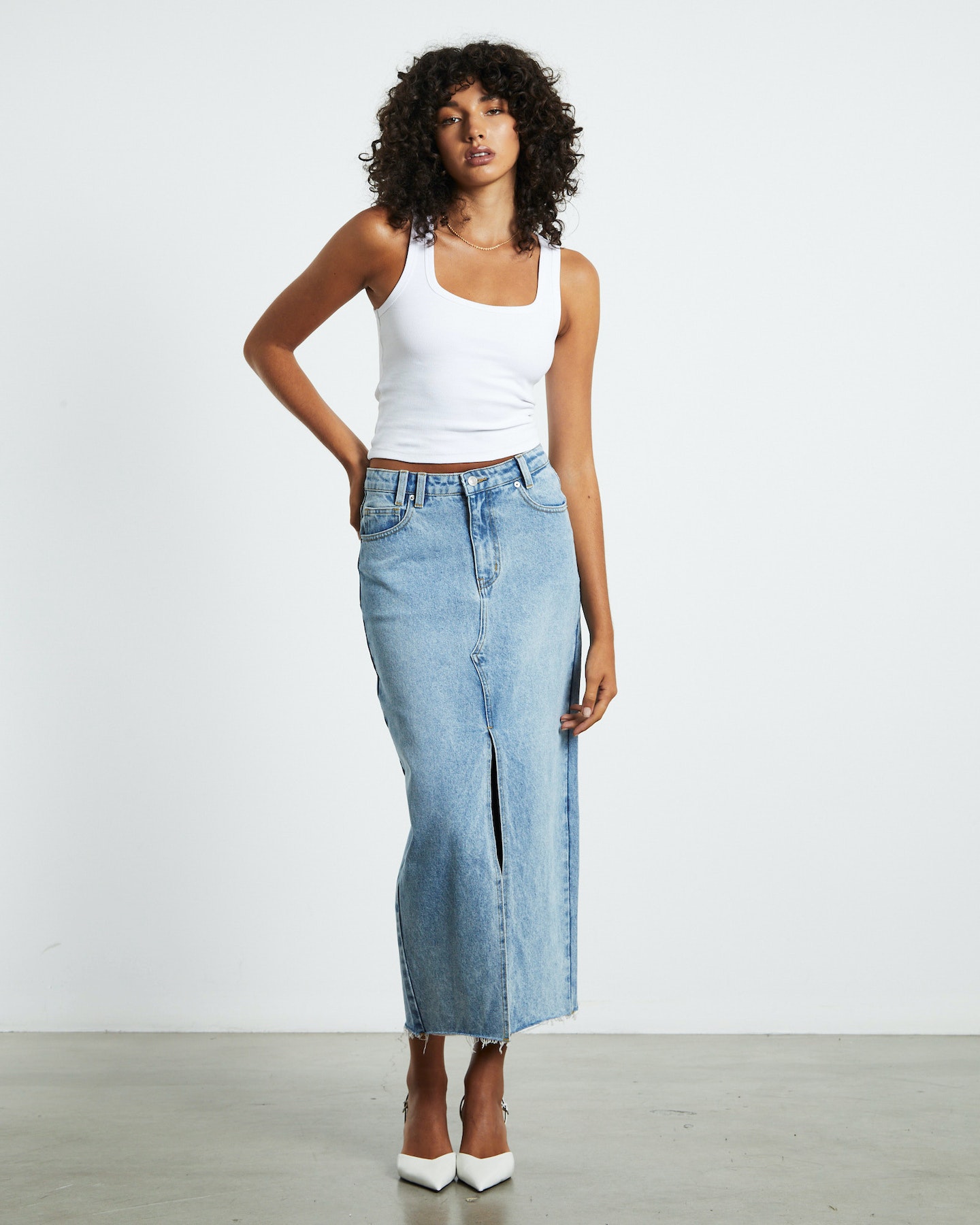 Insight white denim clearance skirt
