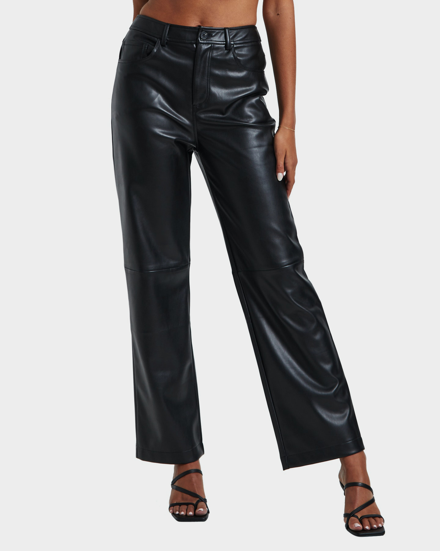 Women's straight deals leg leather pants
