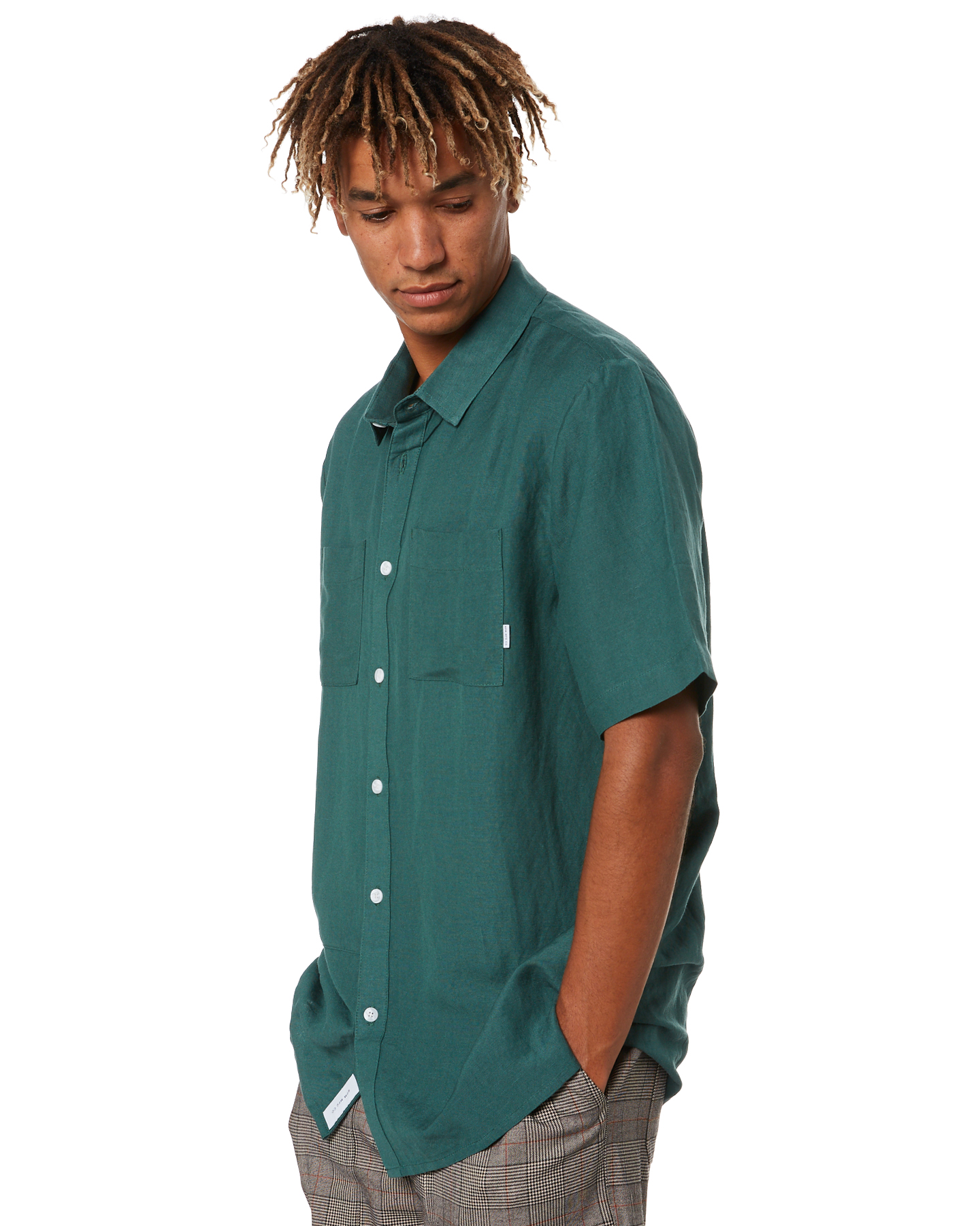 Rpm Linen Mens Ss Shirt - Green | SurfStitch