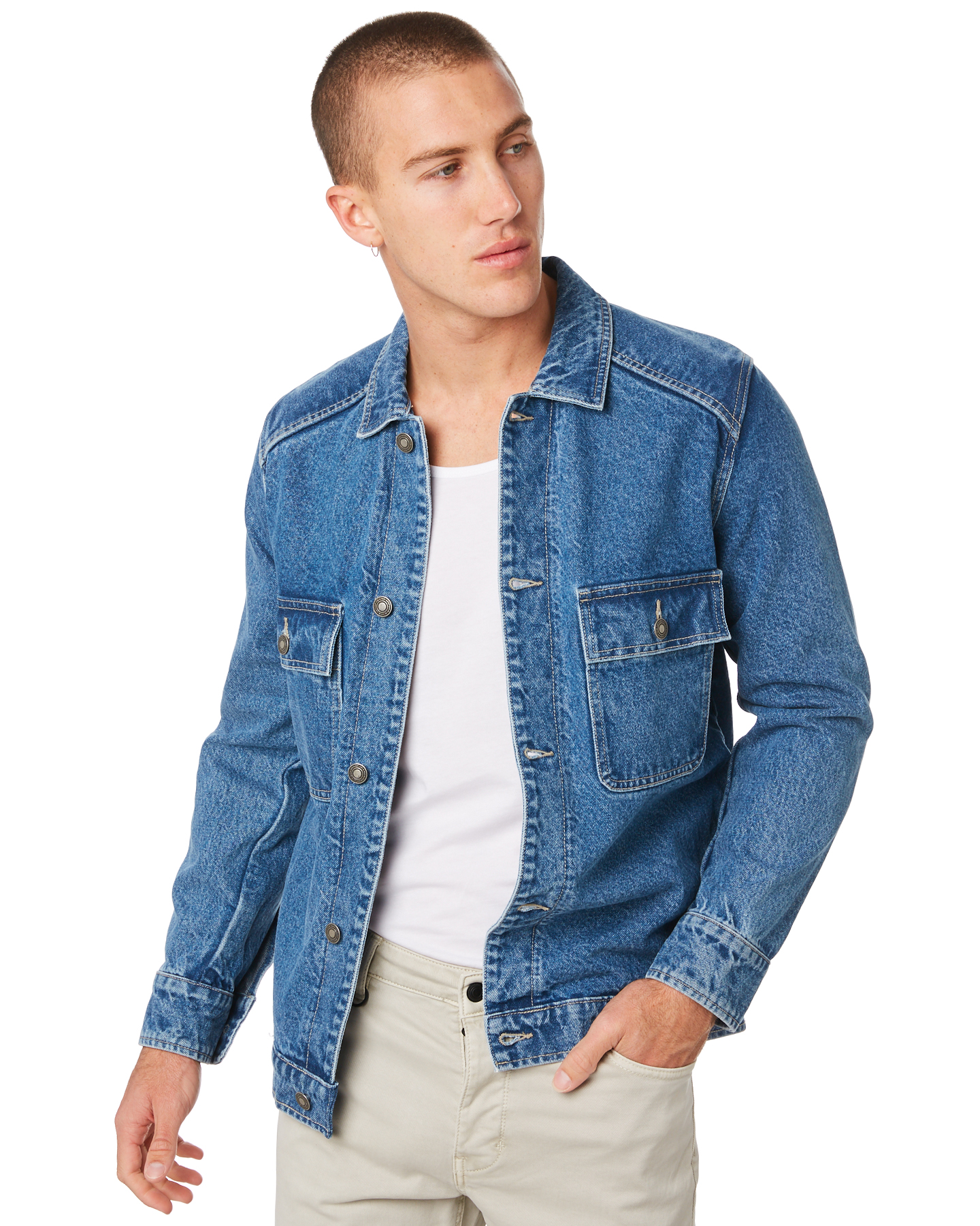 Neuw Dean Mens Denim Jacket - Zero Worn Blue | SurfStitch