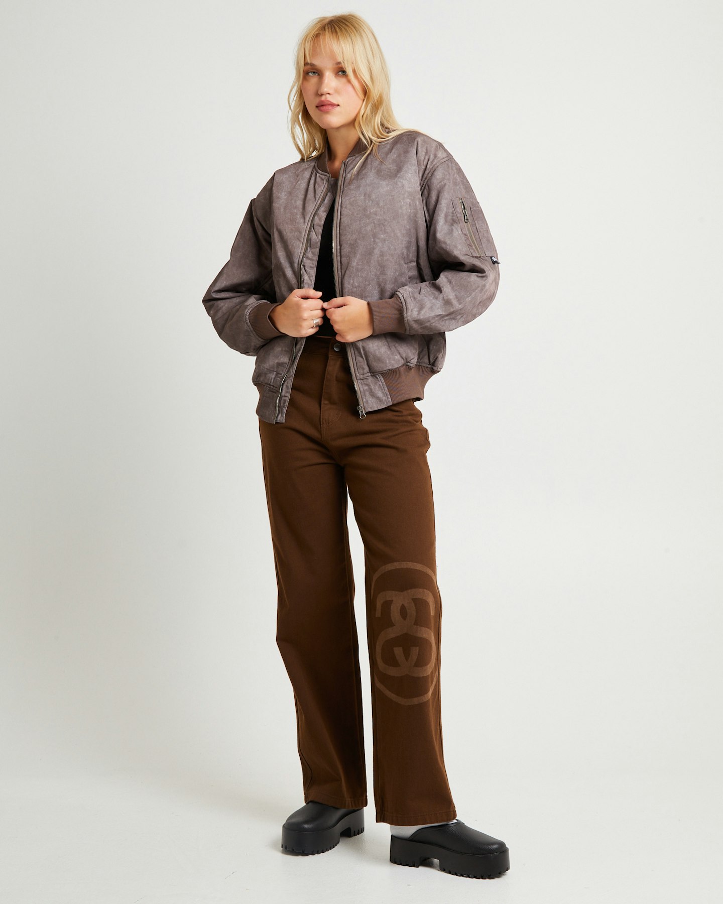 Stussy Nylon Bomber Jacket Brown SurfStitch