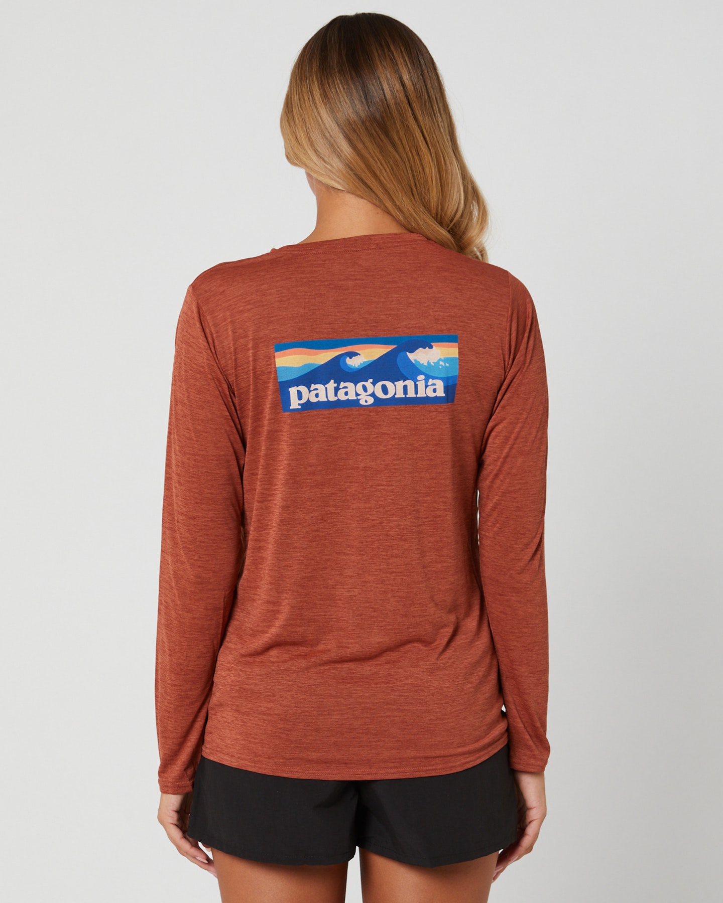 Patagonia Womens Long Sleeved Capilene Cool Daily Graphic Shirt Burl Red X Dye SurfStitch