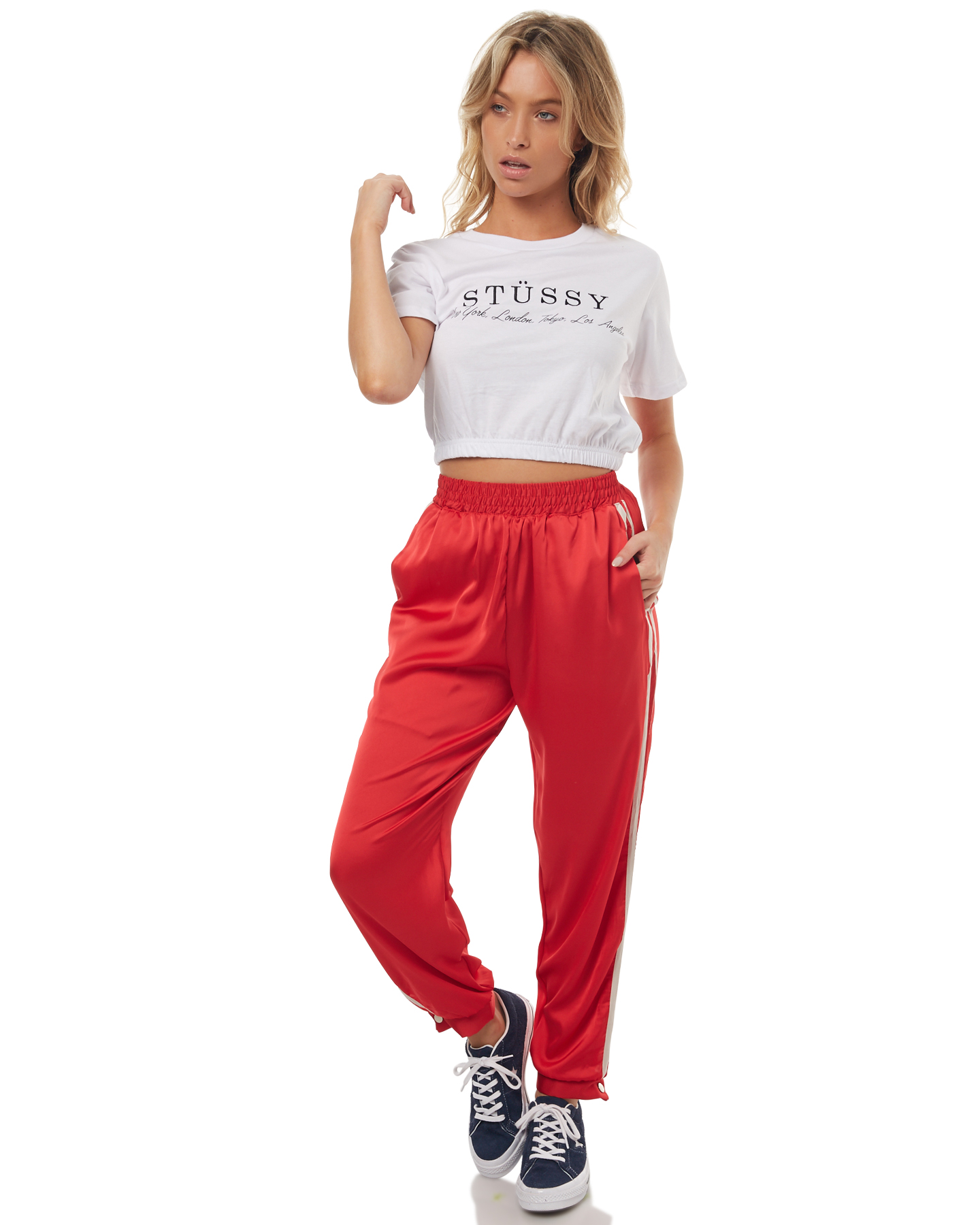 Stussy Womens Dion Satin Jogger - Red | SurfStitch