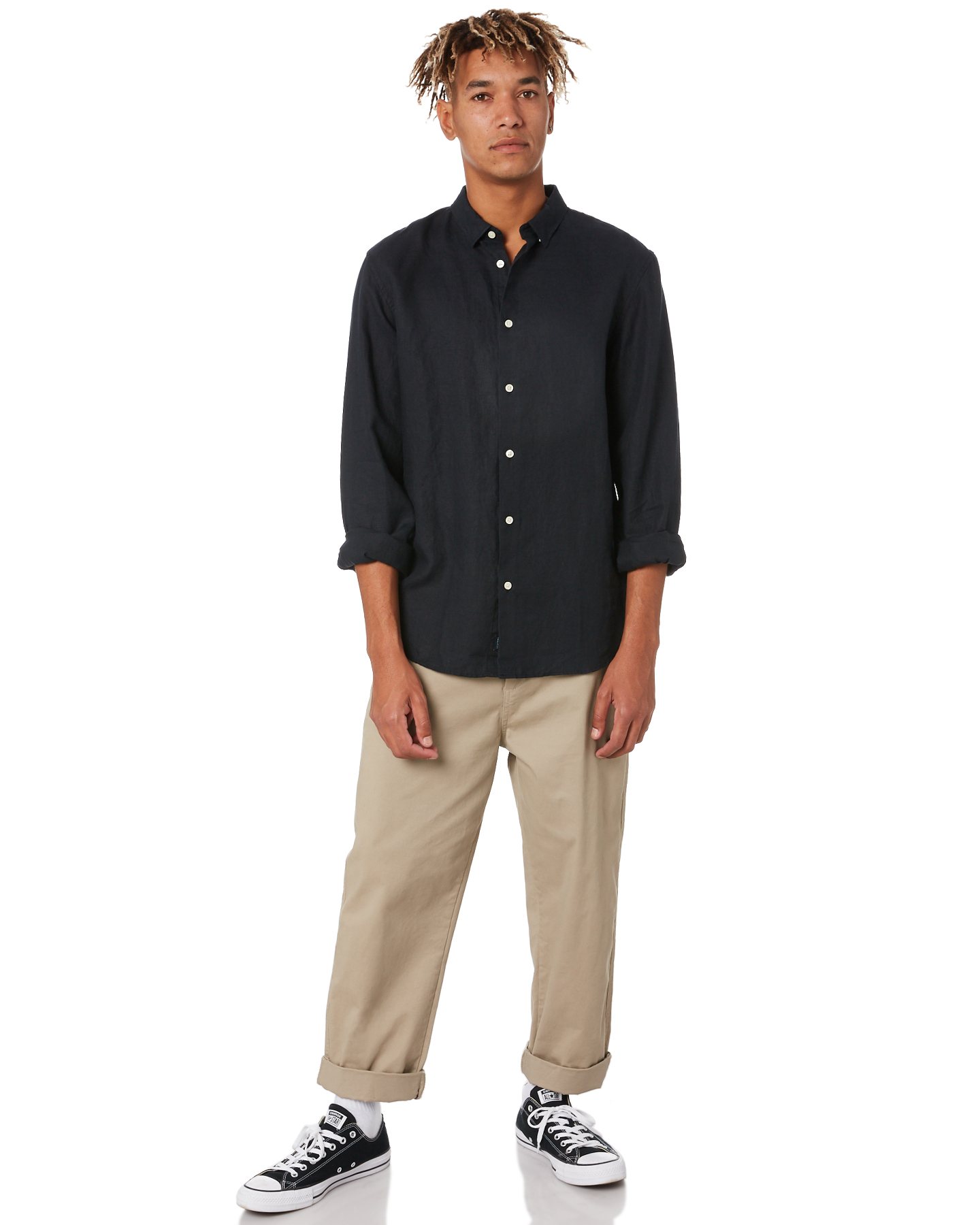 Academy Brand Stamford Mens Linen Shirt - Black | SurfStitch