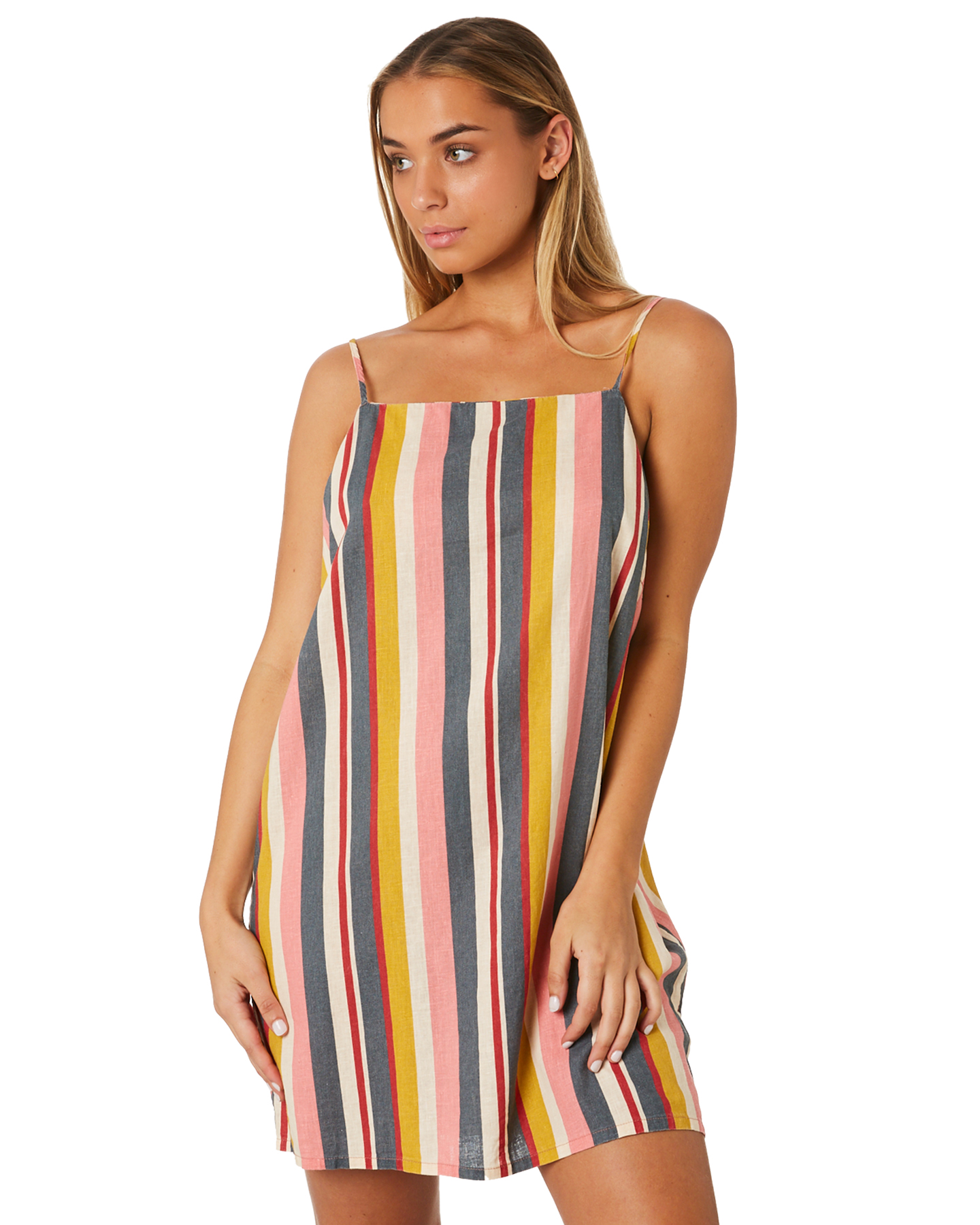 Rusty Troublemaker Stripe Dress - Blush | SurfStitch
