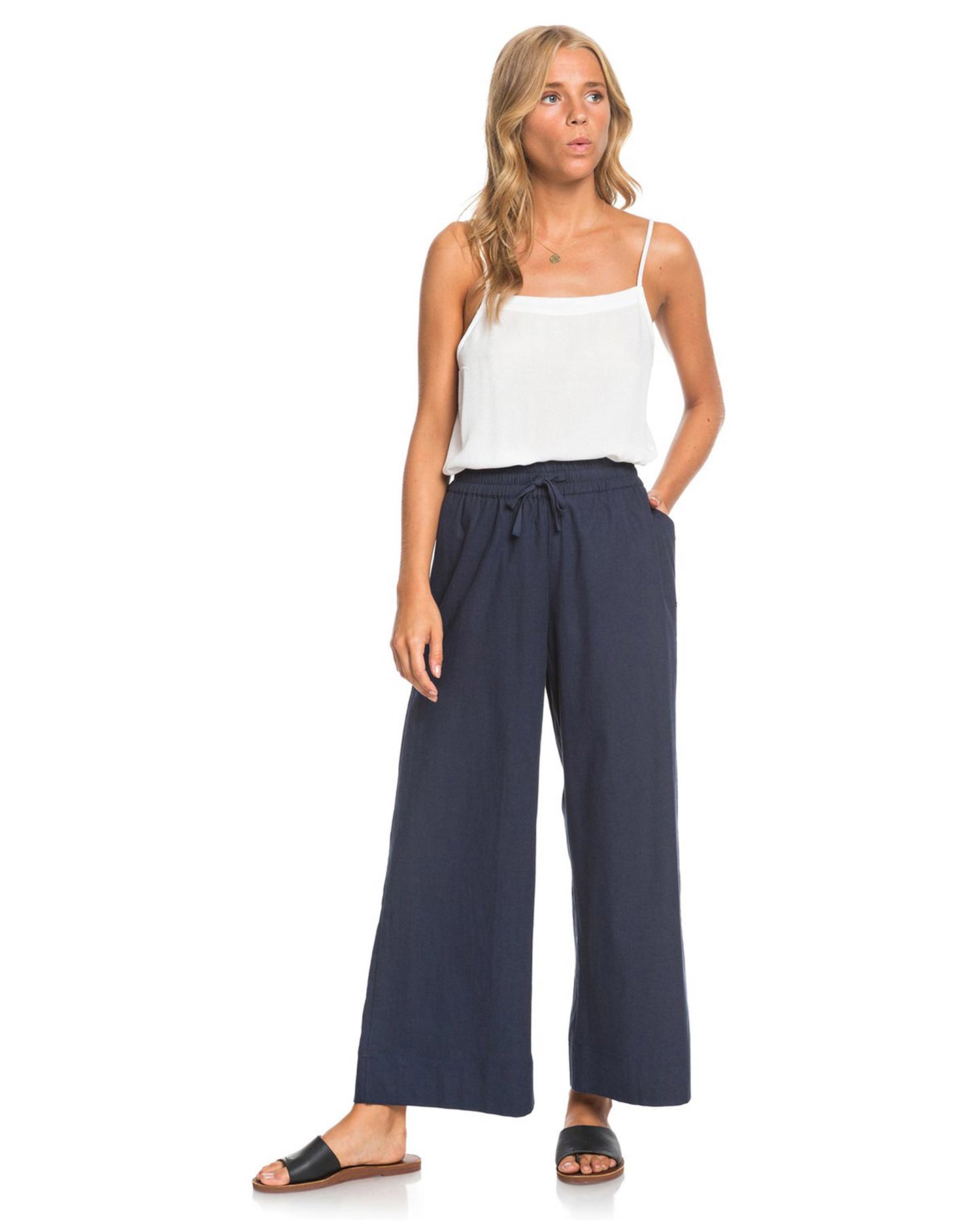 Roxy Womens Great Past Wide Leg Pants - Mood Indigo | SurfStitch