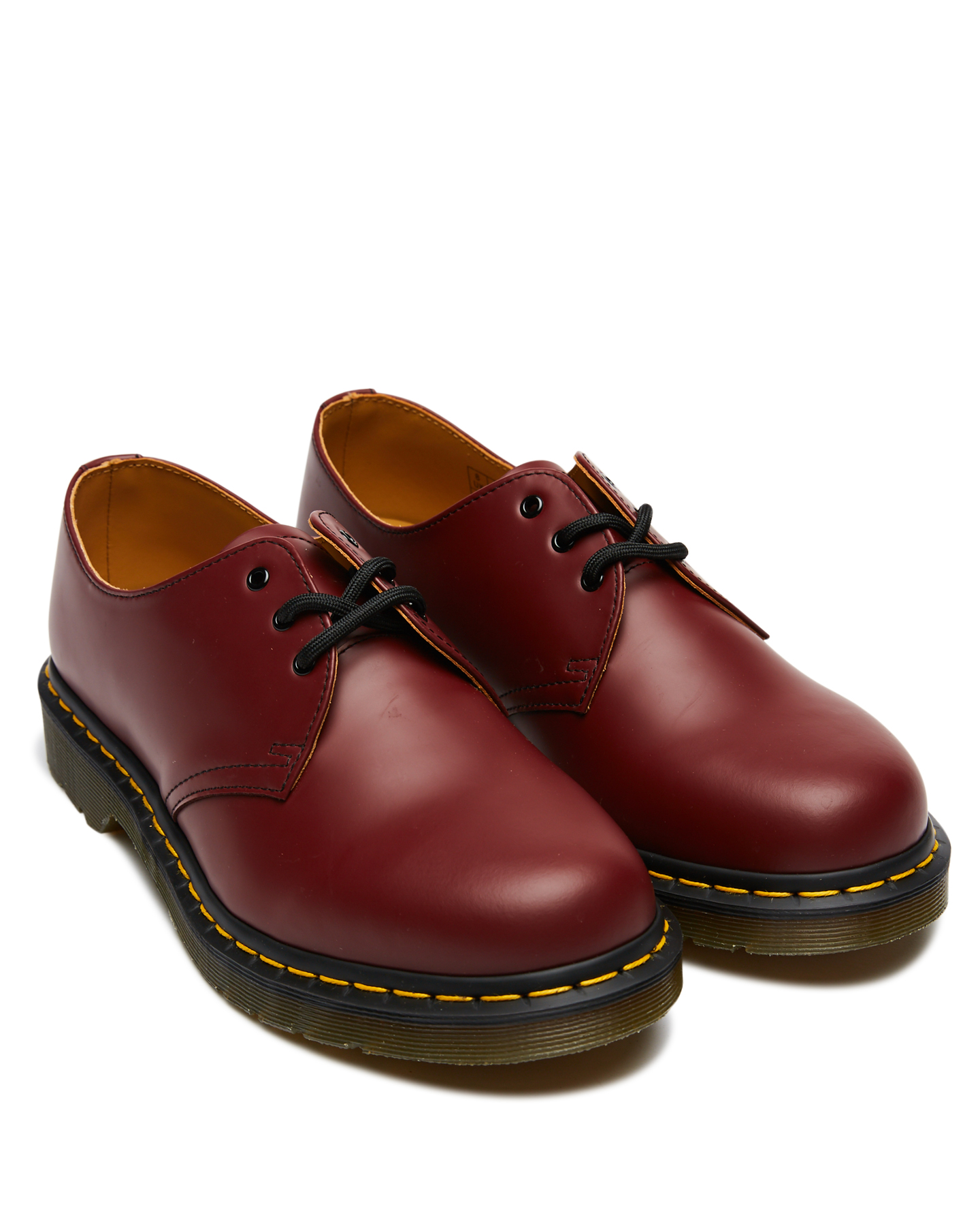 Dr Martens Womens Classic 1461 3 Eye Gibson Shoe Cherry Red Smooth Surfstitch 