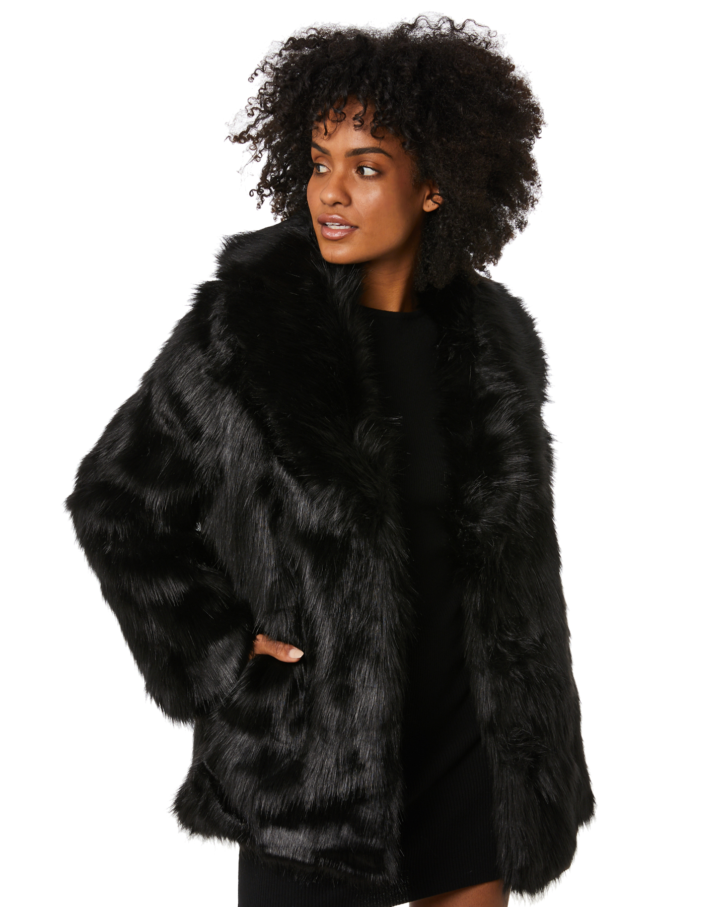 Unreal Fur Premium Rose Jacket - Black | SurfStitch