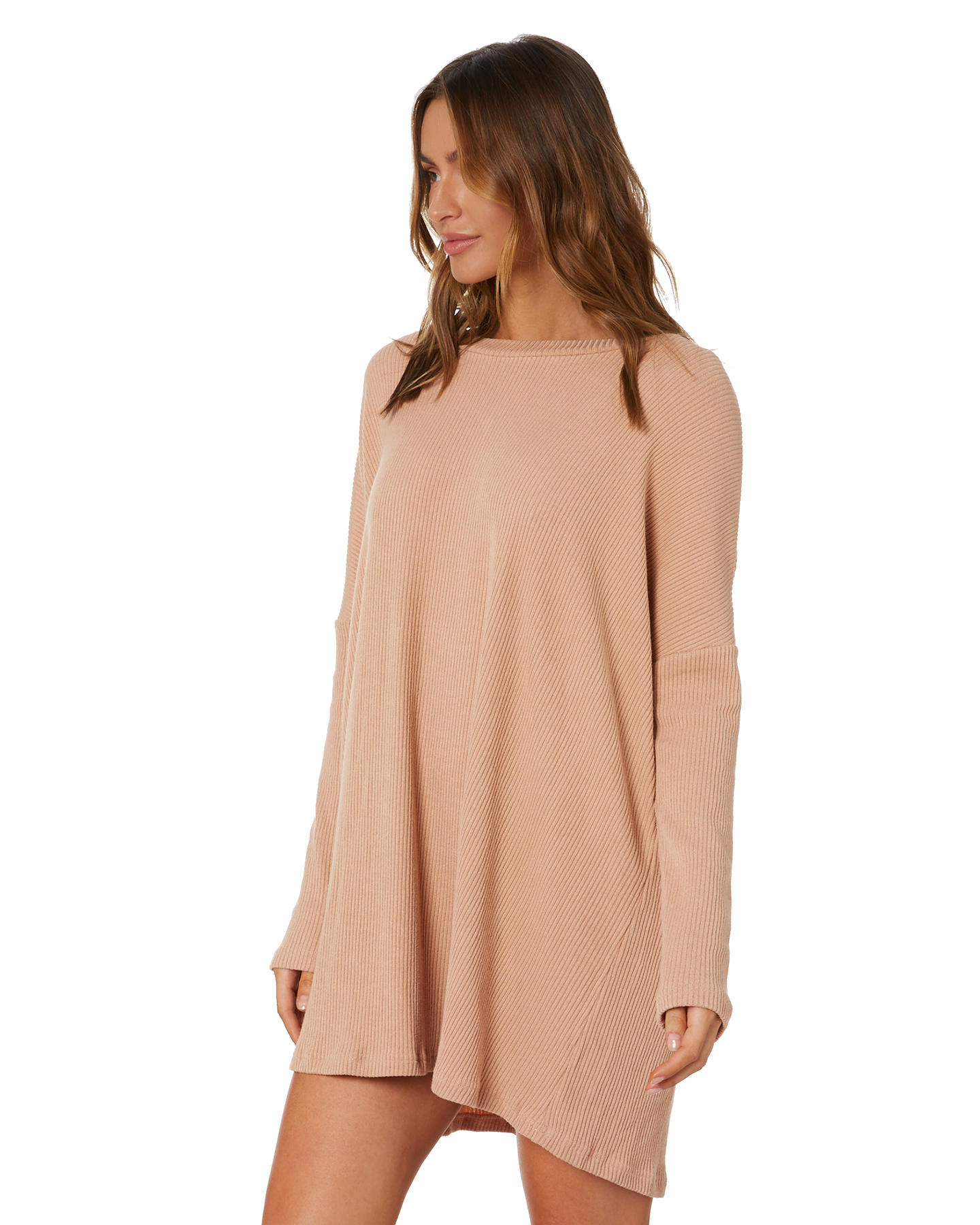 Toby Heart Ginger Lucy Tee Ribbed Dress - Tan | SurfStitch