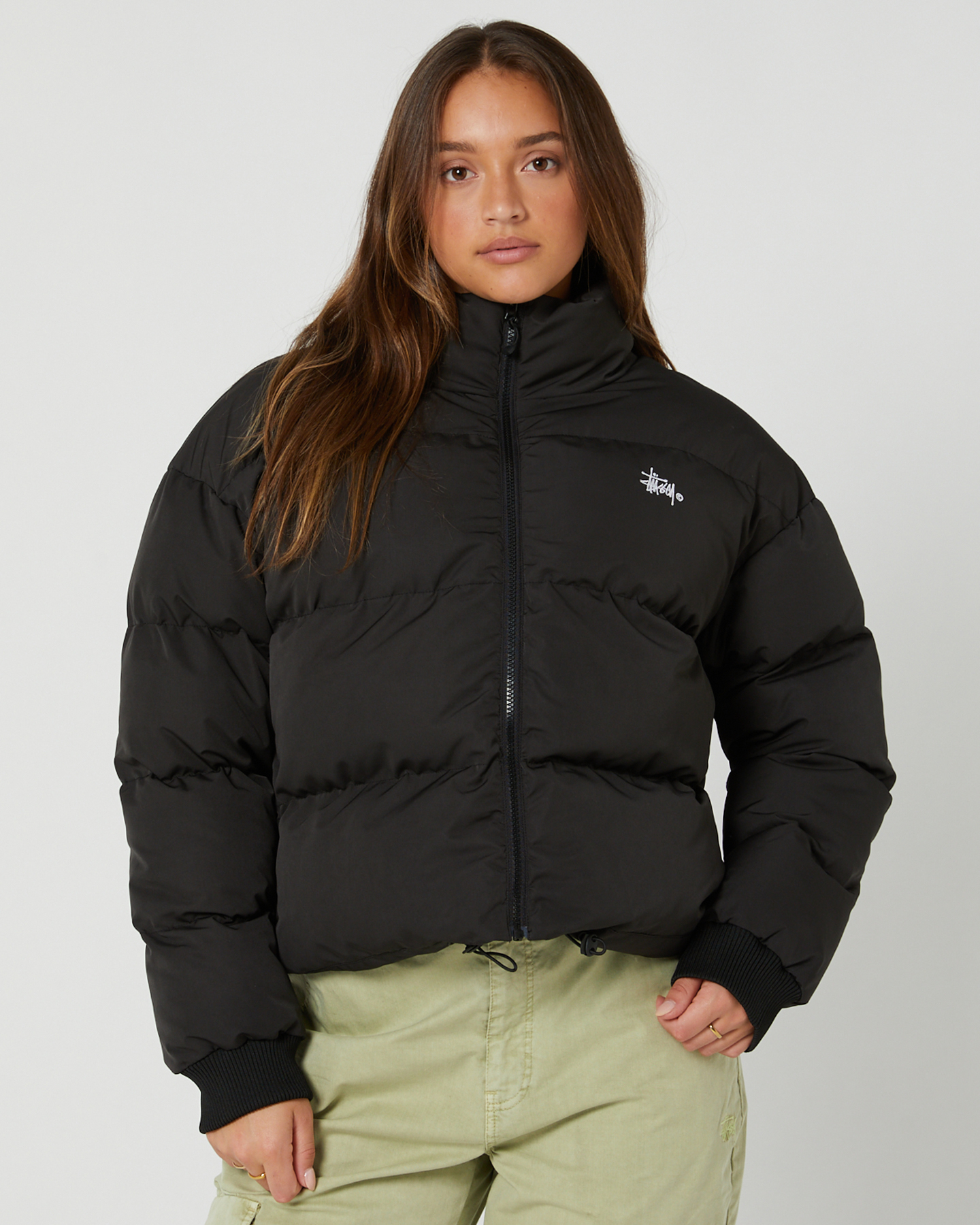 Stussy Graffiti Puffa Jacket Black - Black | SurfStitch