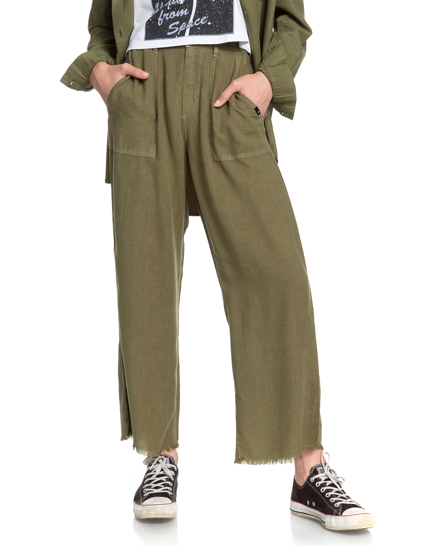 olive cropped pants