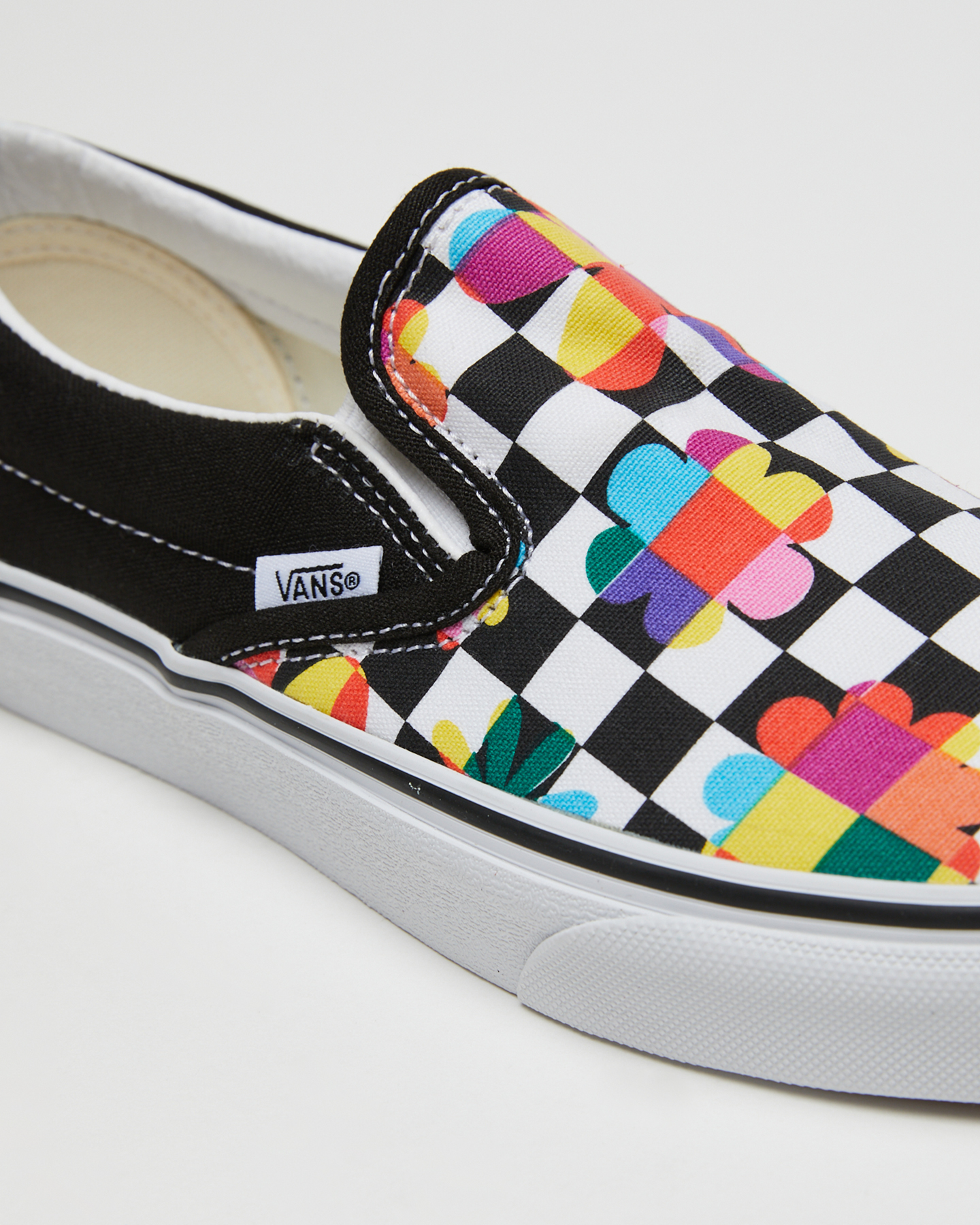 Vans Classic Slip-On Floral Checkerboard Shoe - Black True White |  SurfStitch