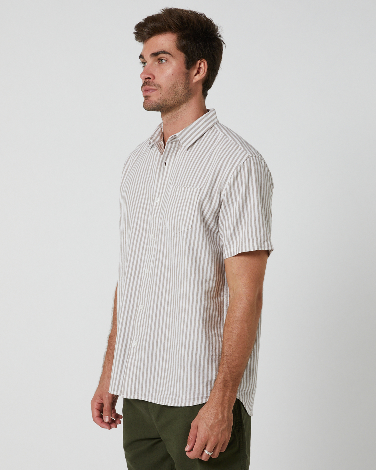 Silent Theory Striped Linen Shirt - Tan | SurfStitch
