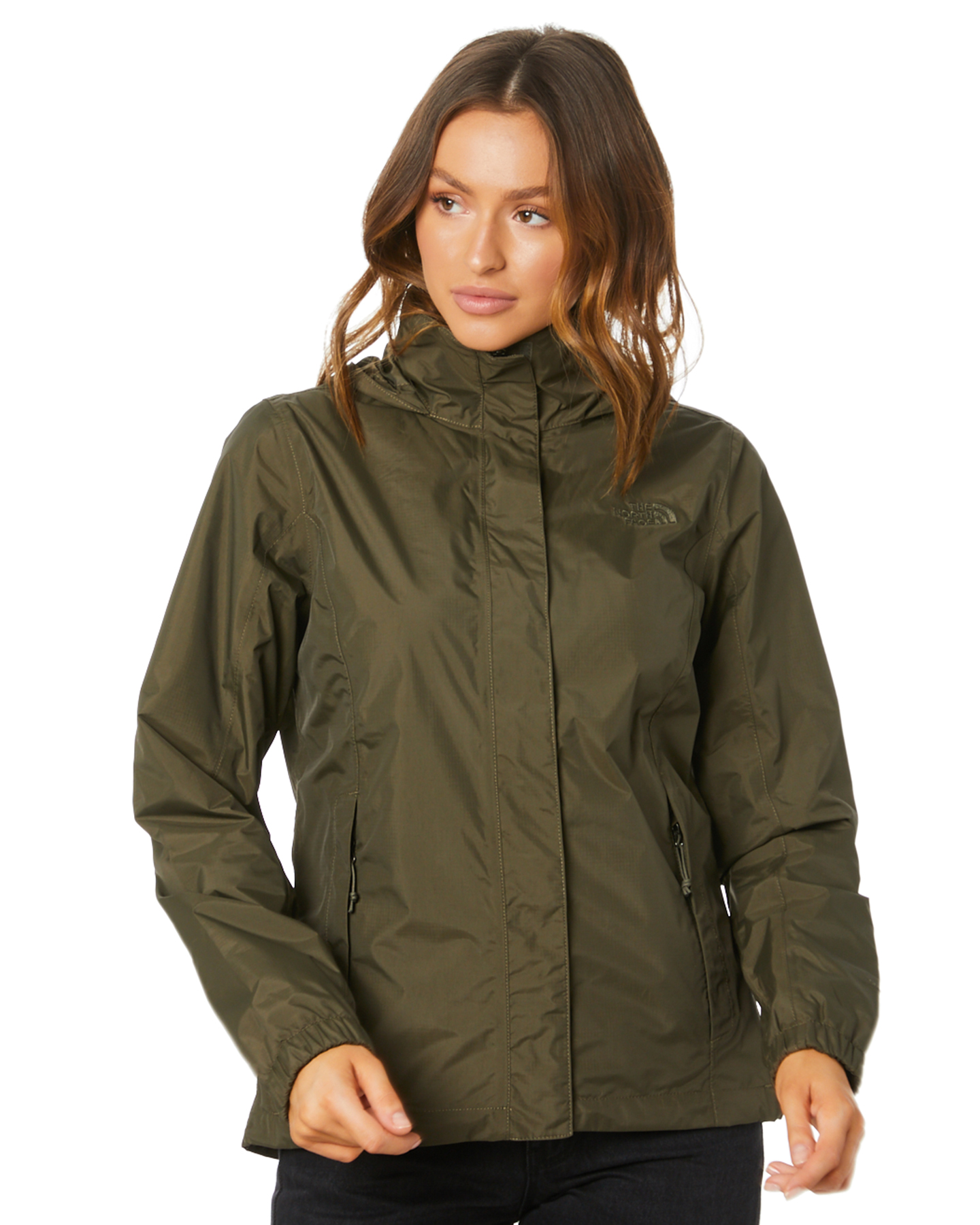 north face long green coat