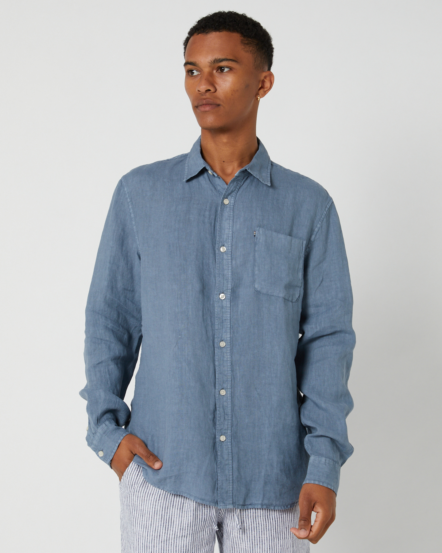 Academy Brand Hampton Linen Shirt - Harbour Blue | SurfStitch