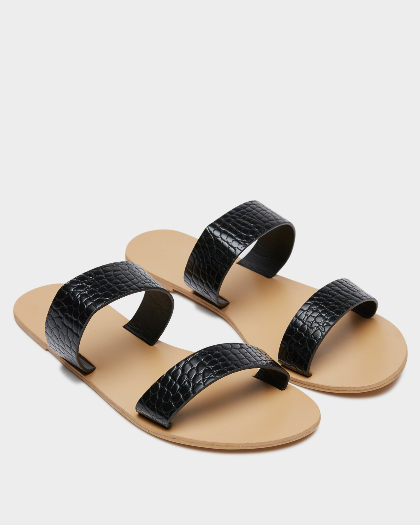 womens black croc sandals