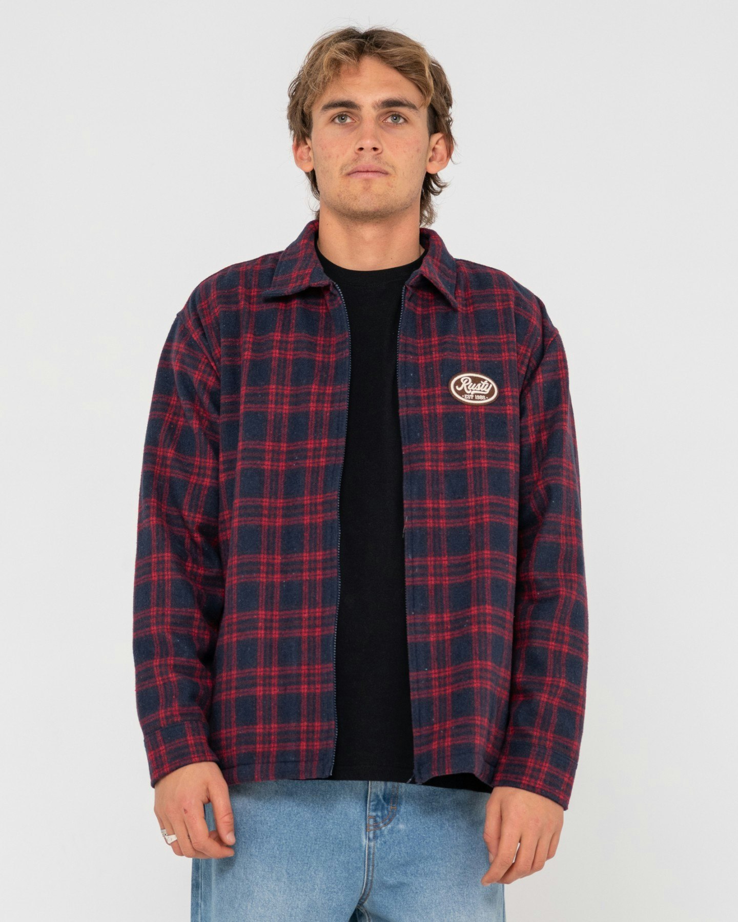 Mens plaid zip up jacket outlet