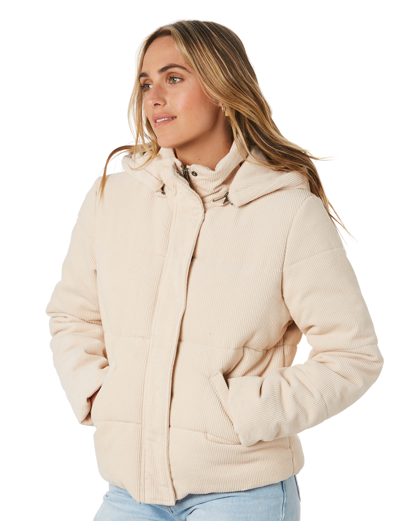 All About Eve Cali Cord Puffer - Vintage White | SurfStitch