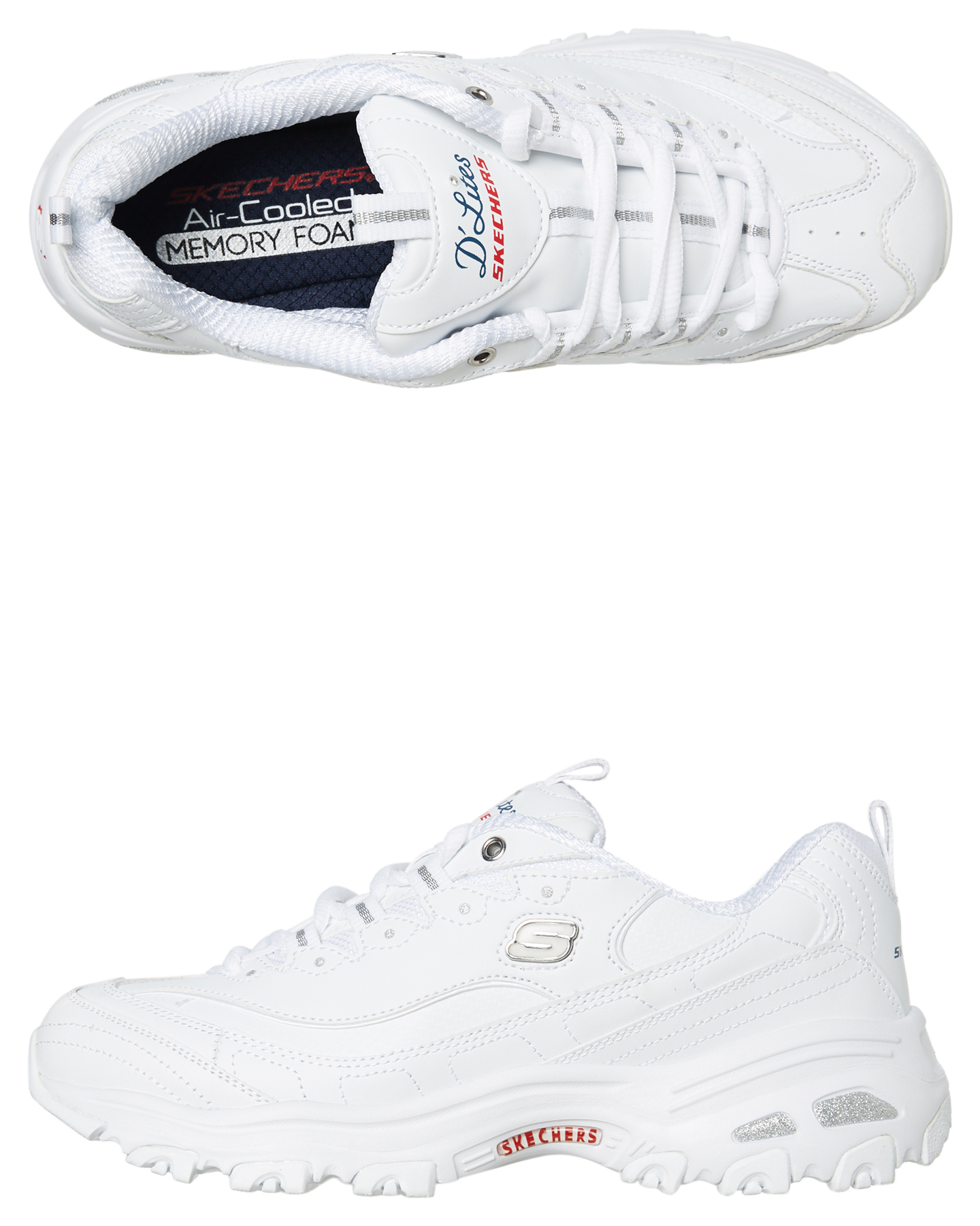 white sketcher sneakers