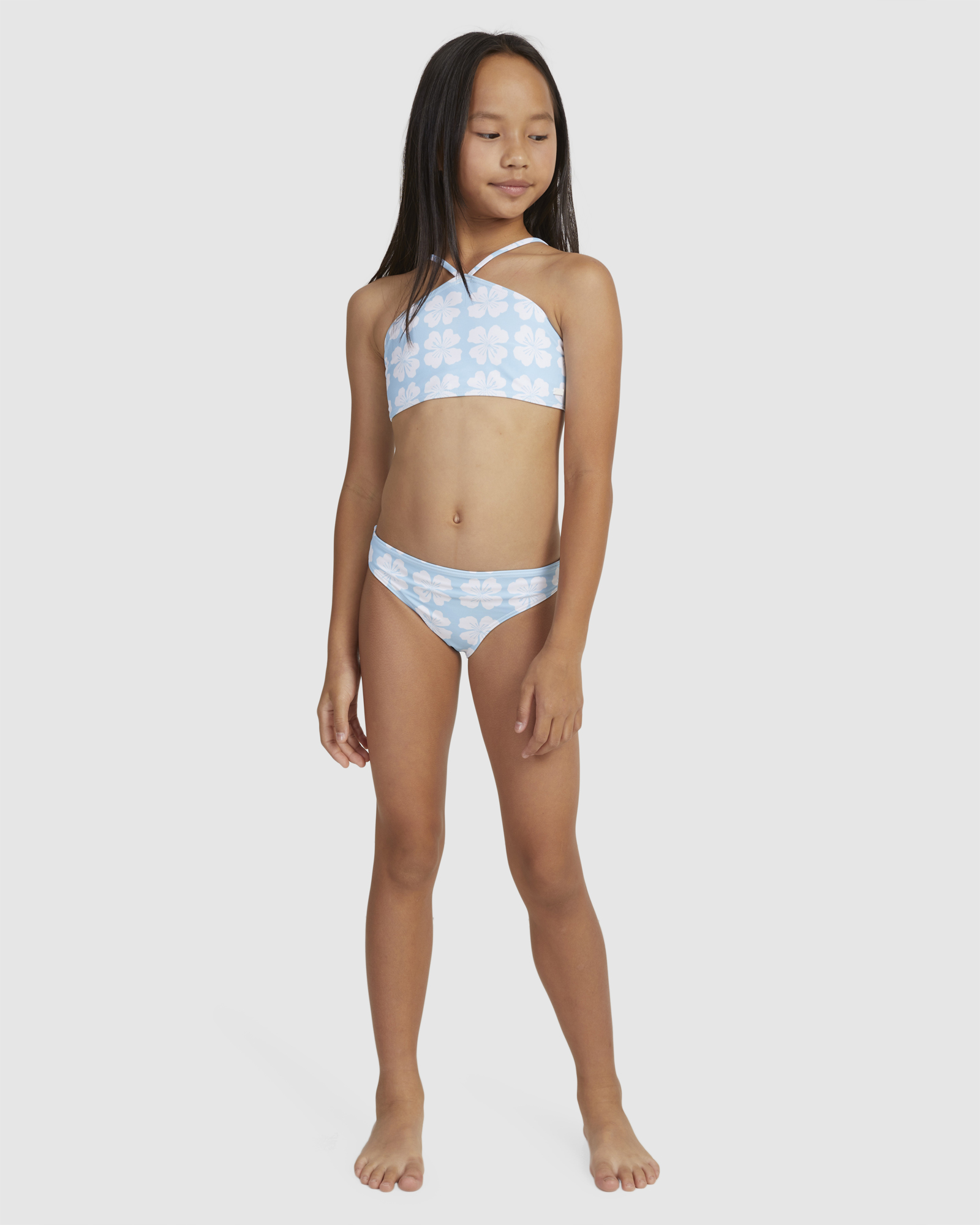 Roxy Girls 6 16 Vacation Memories Two Piece Crop Top Bikini Set
