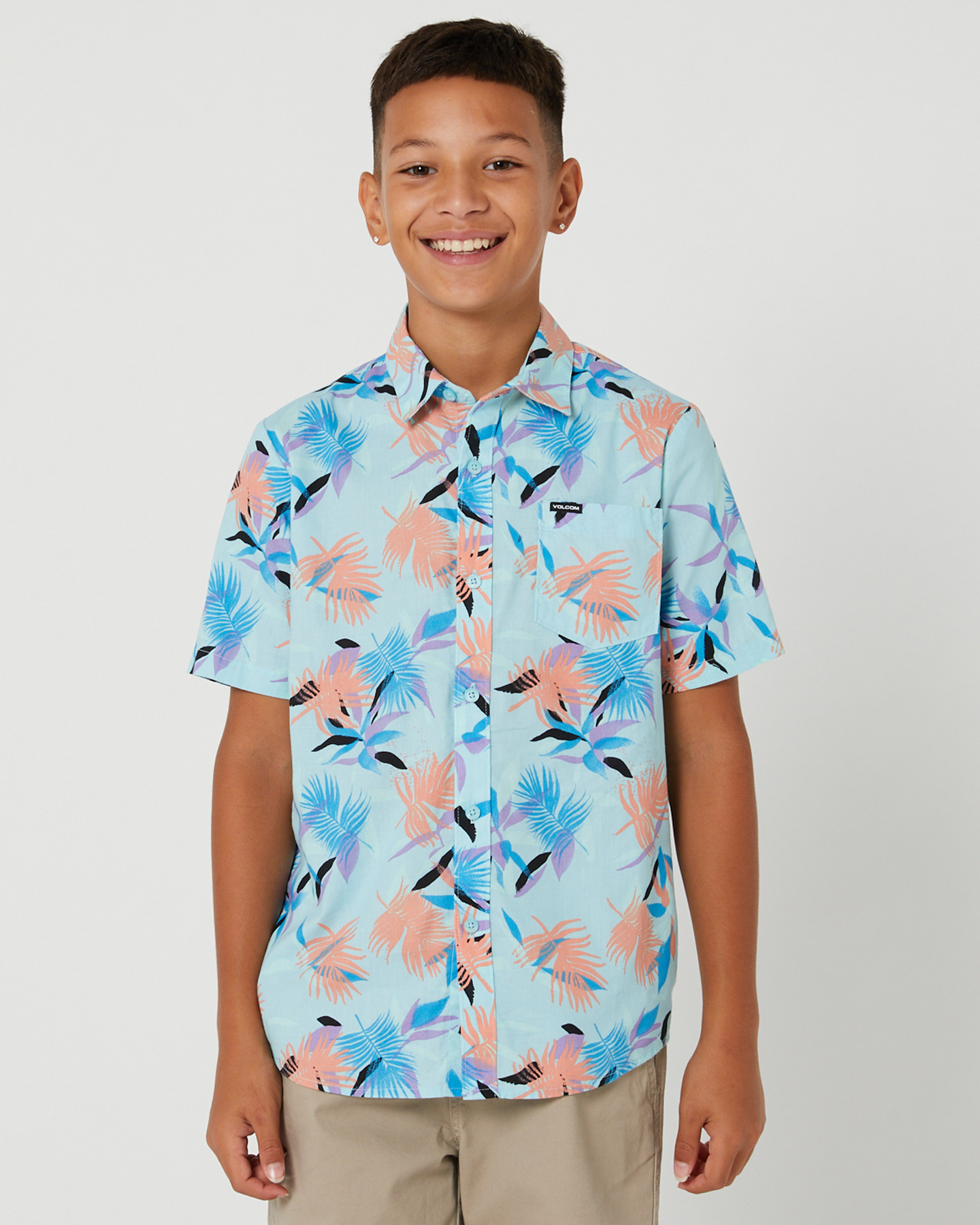 Volcom Warbler Ss Woven Shirt - Teens - Aquamarine | SurfStitch